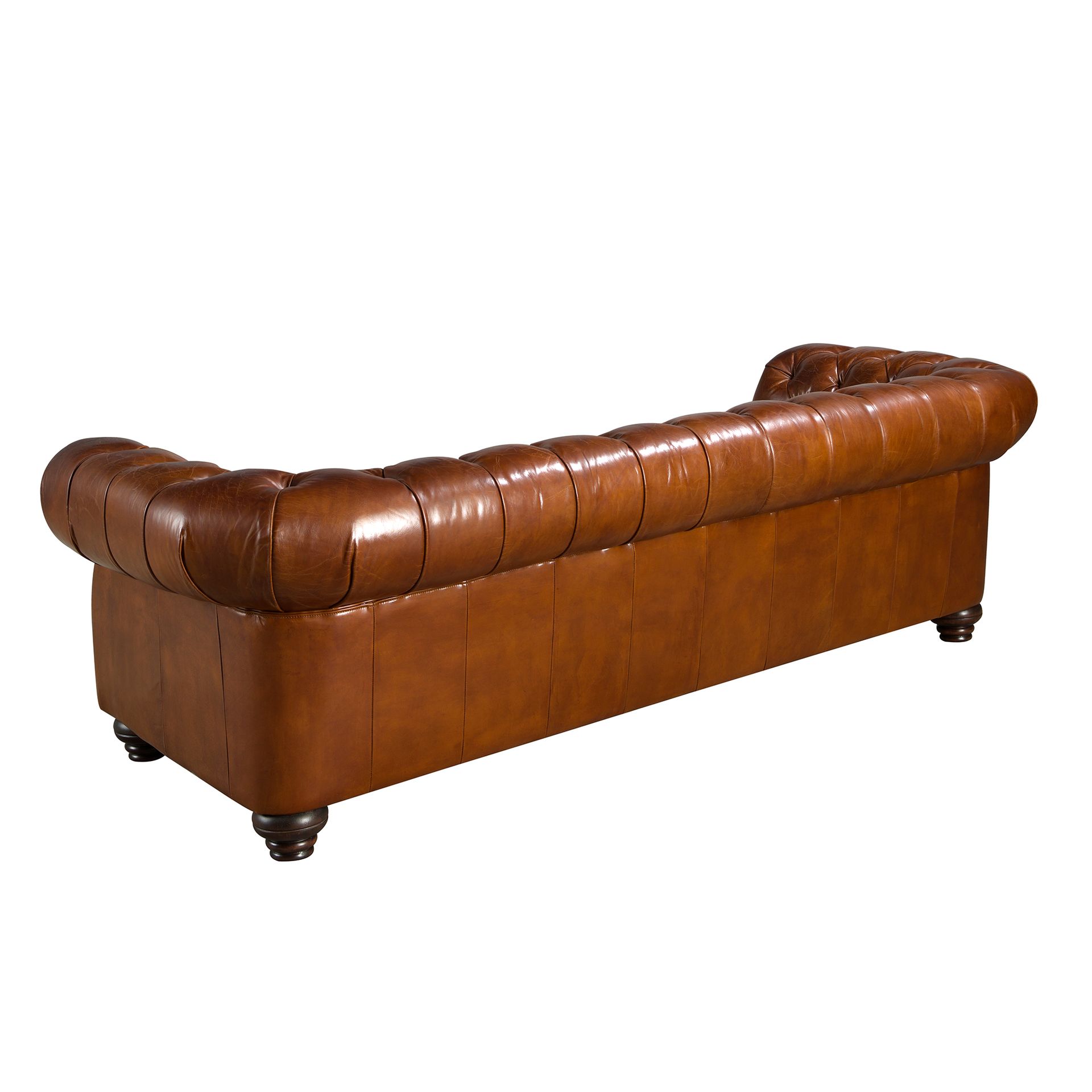 3 seater chester sofa in cognac brown leather