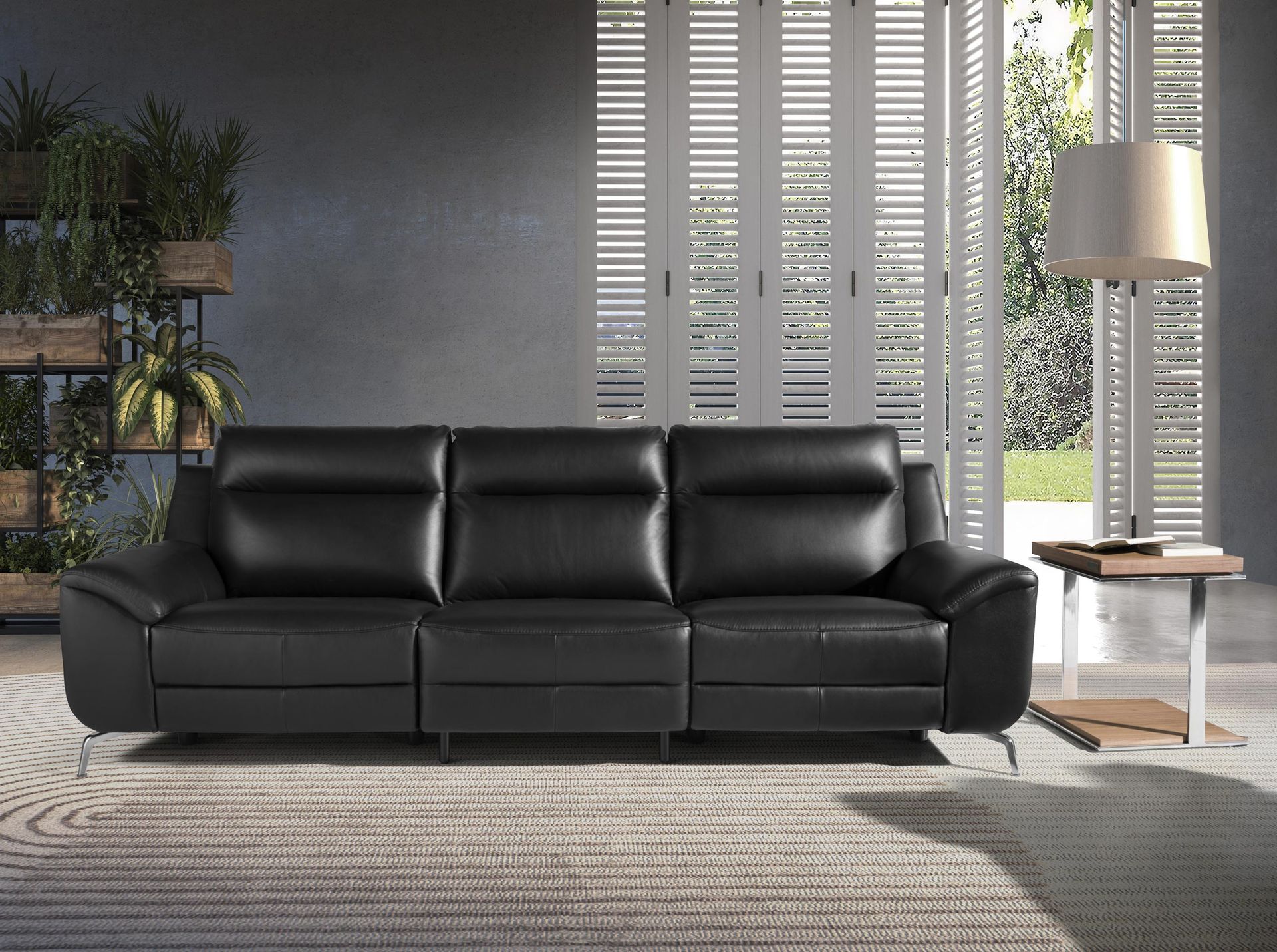 3 seater leather relax sofa black