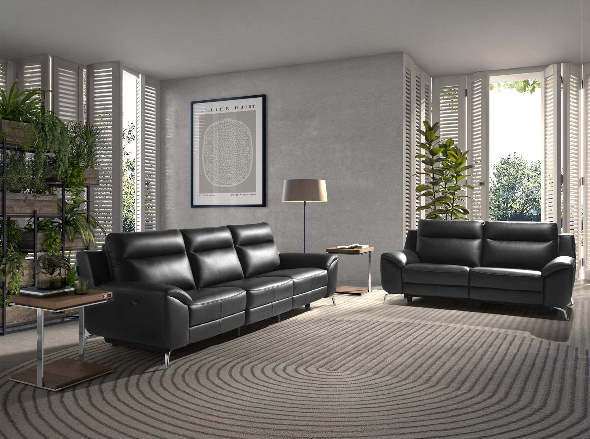 3 seater leather relax sofa black