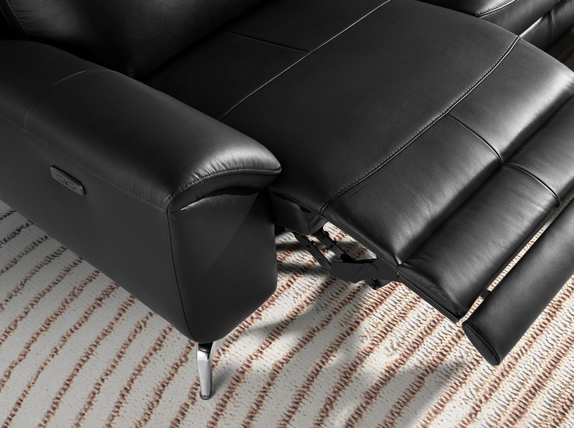 3 seater leather relax sofa black