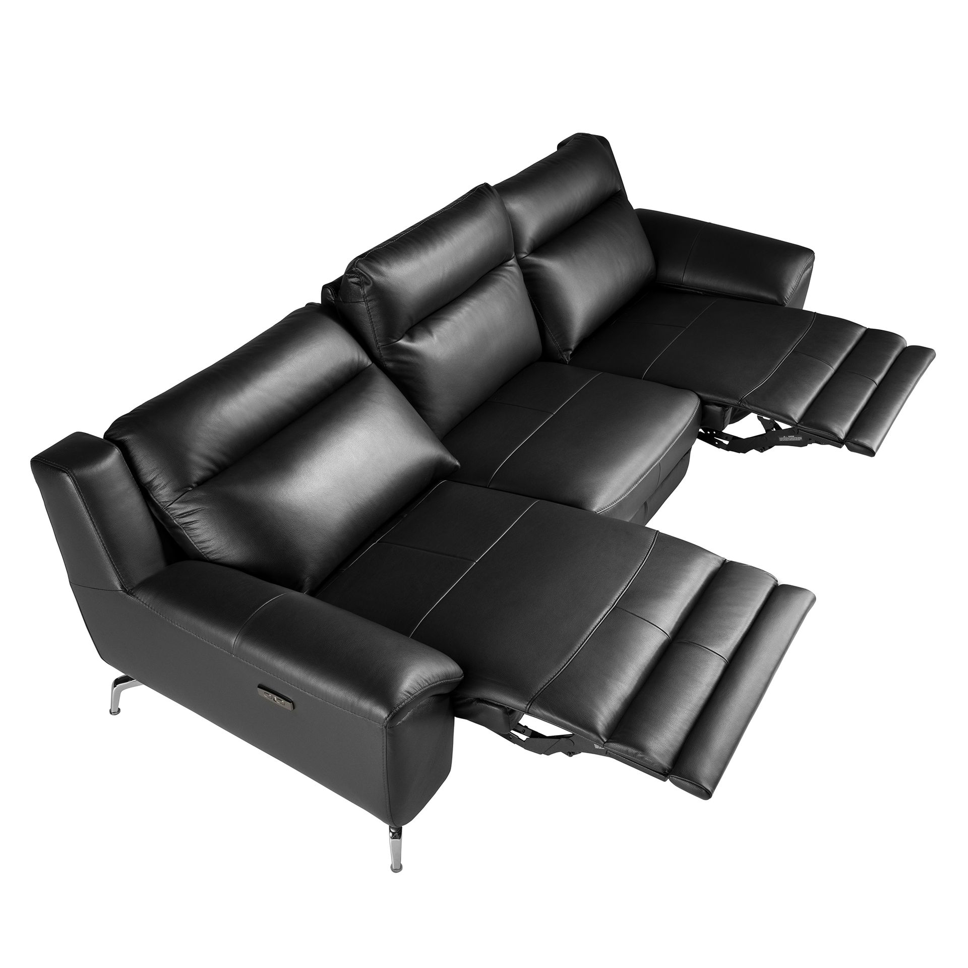 3 seater leather relax sofa black