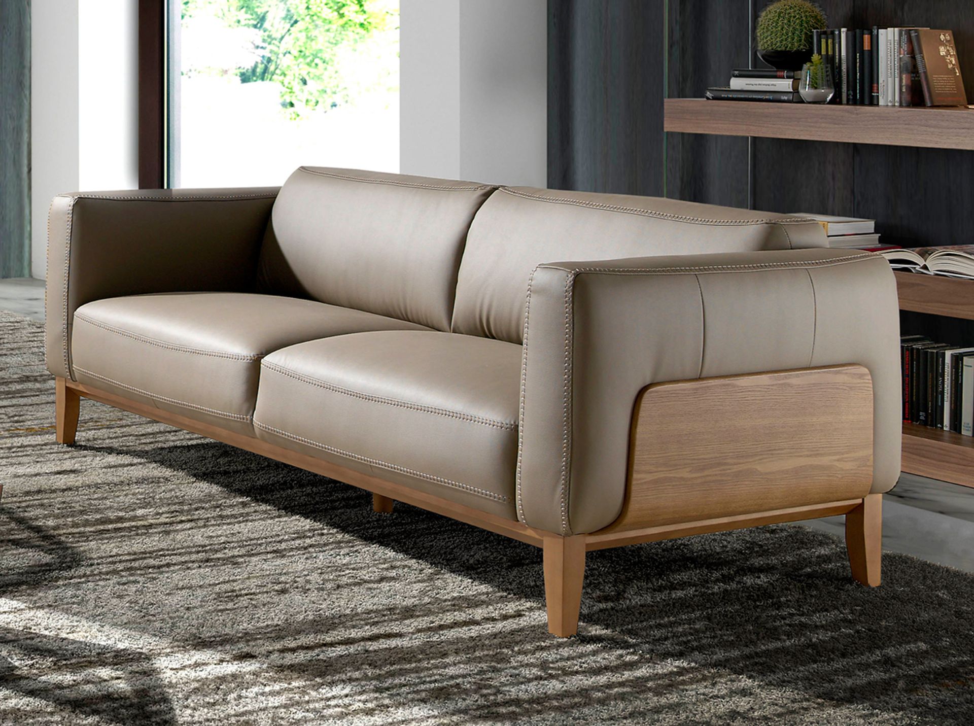 3 seater mink leather sofa