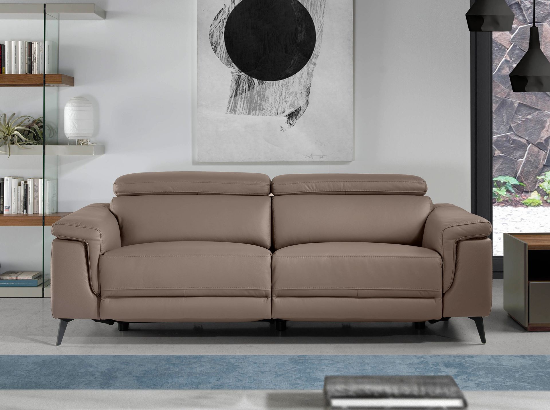 3 seater mink leather sofa