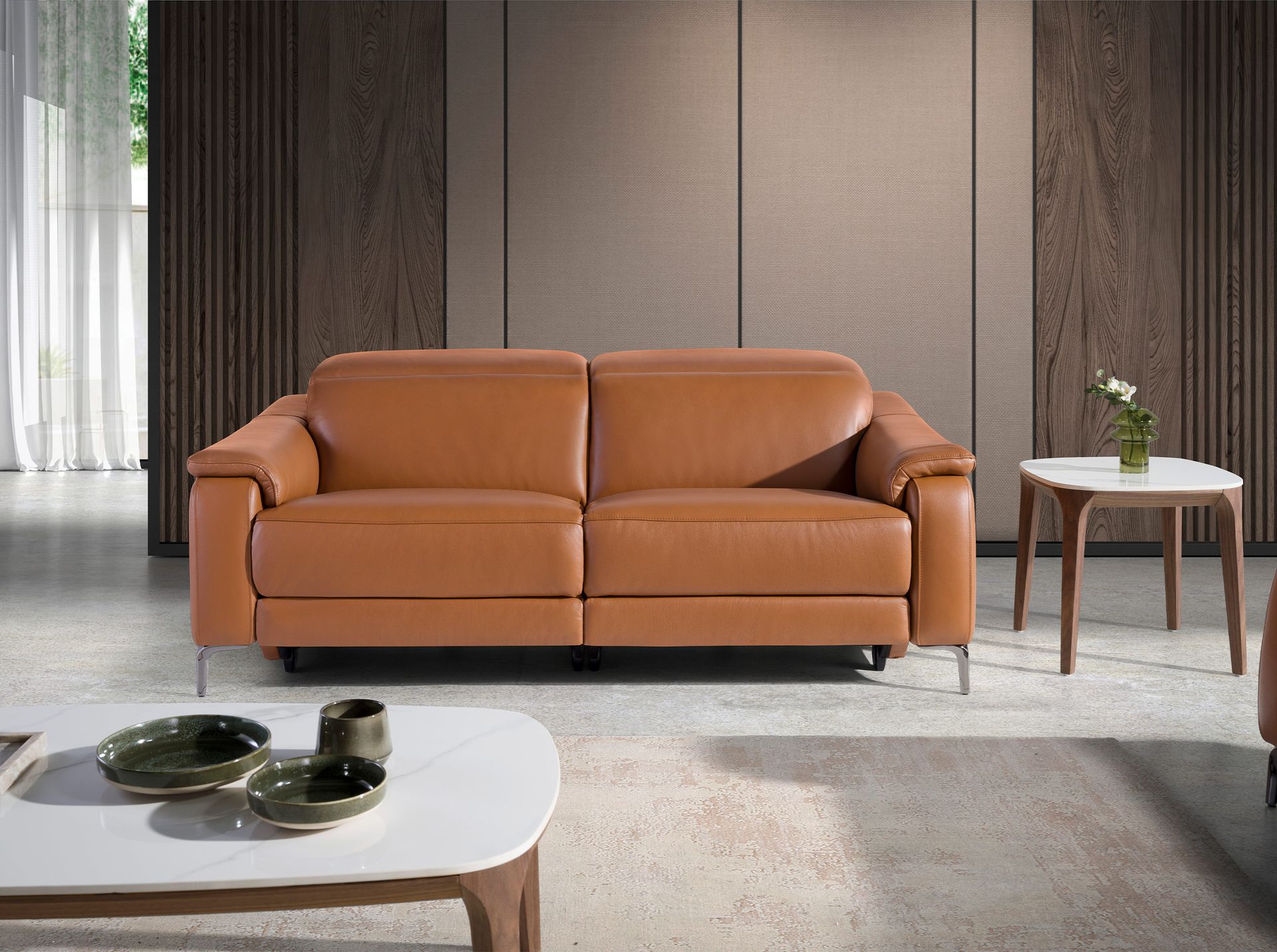 3 seater relax sofa in brown leather