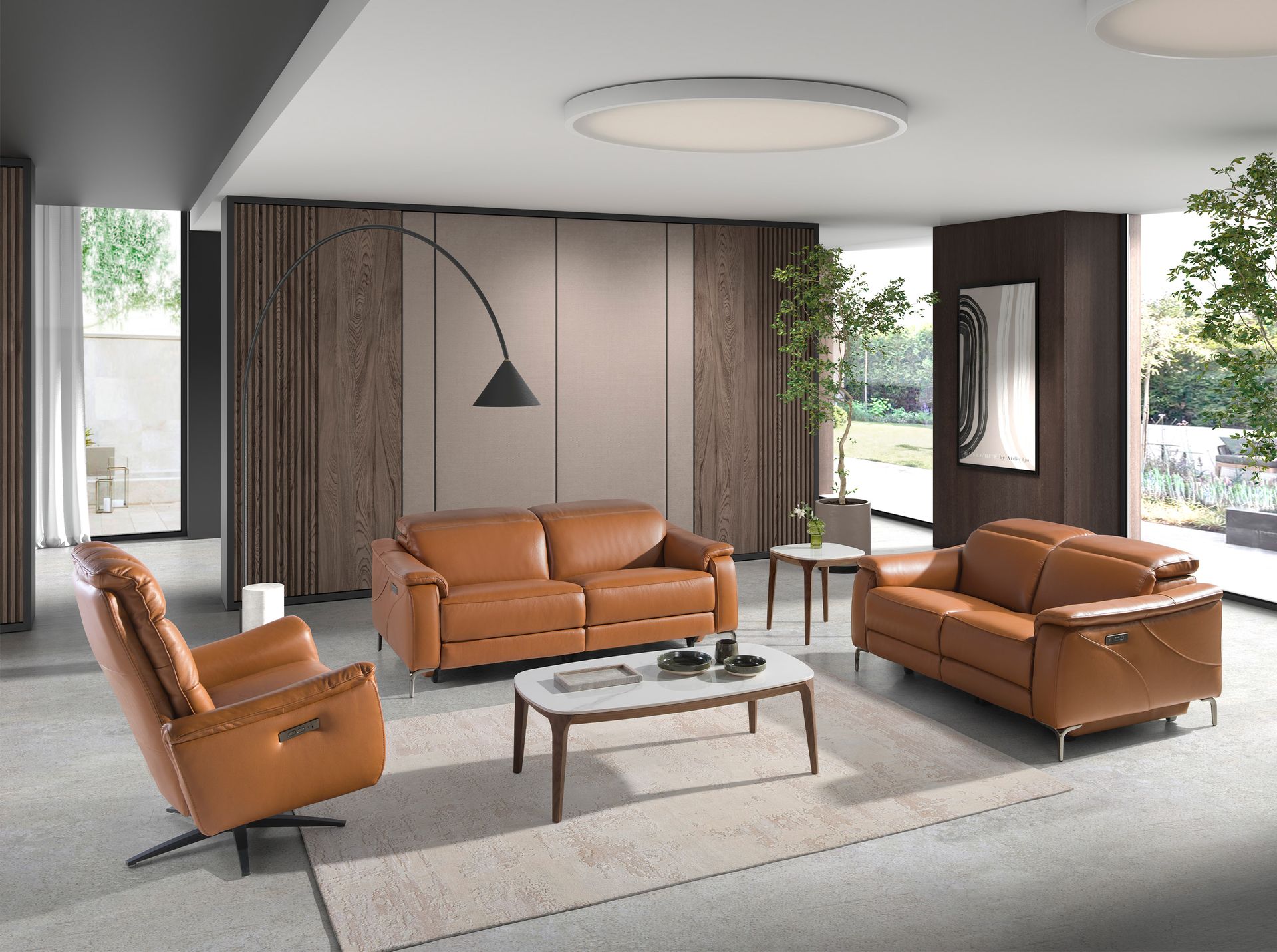 3 seater relax sofa in brown leather