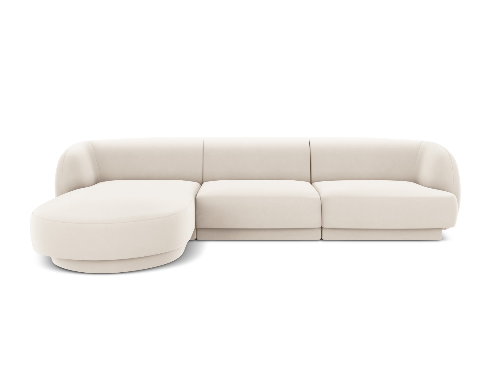 Velvet Left Corner Sofa, "Miley", 4 Seats, 255x156x70