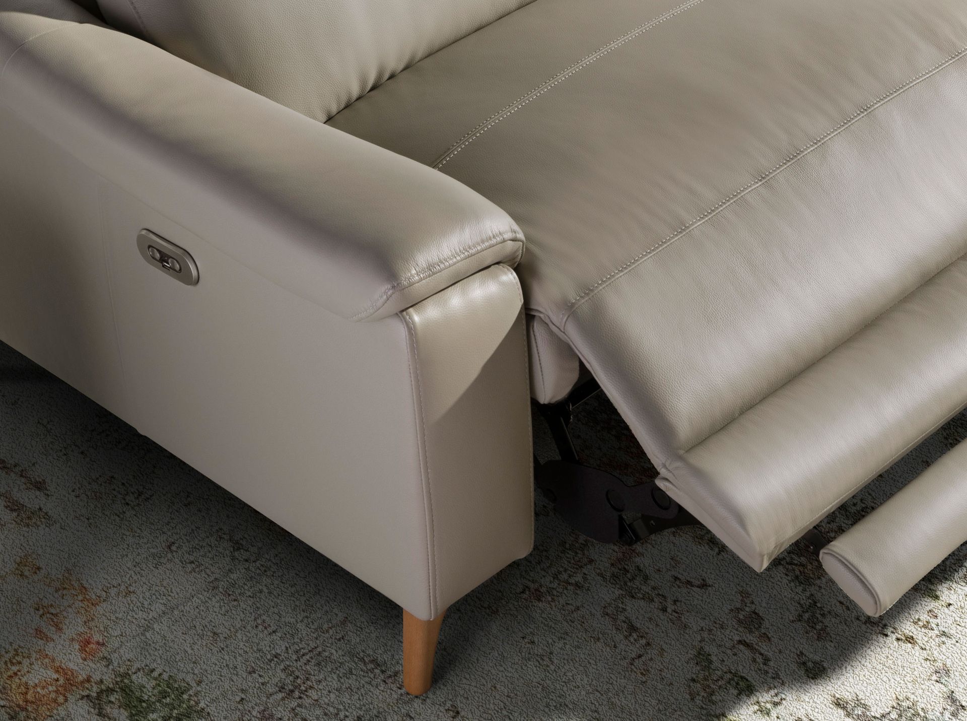 3 seater relax sofa in taupe grey leather