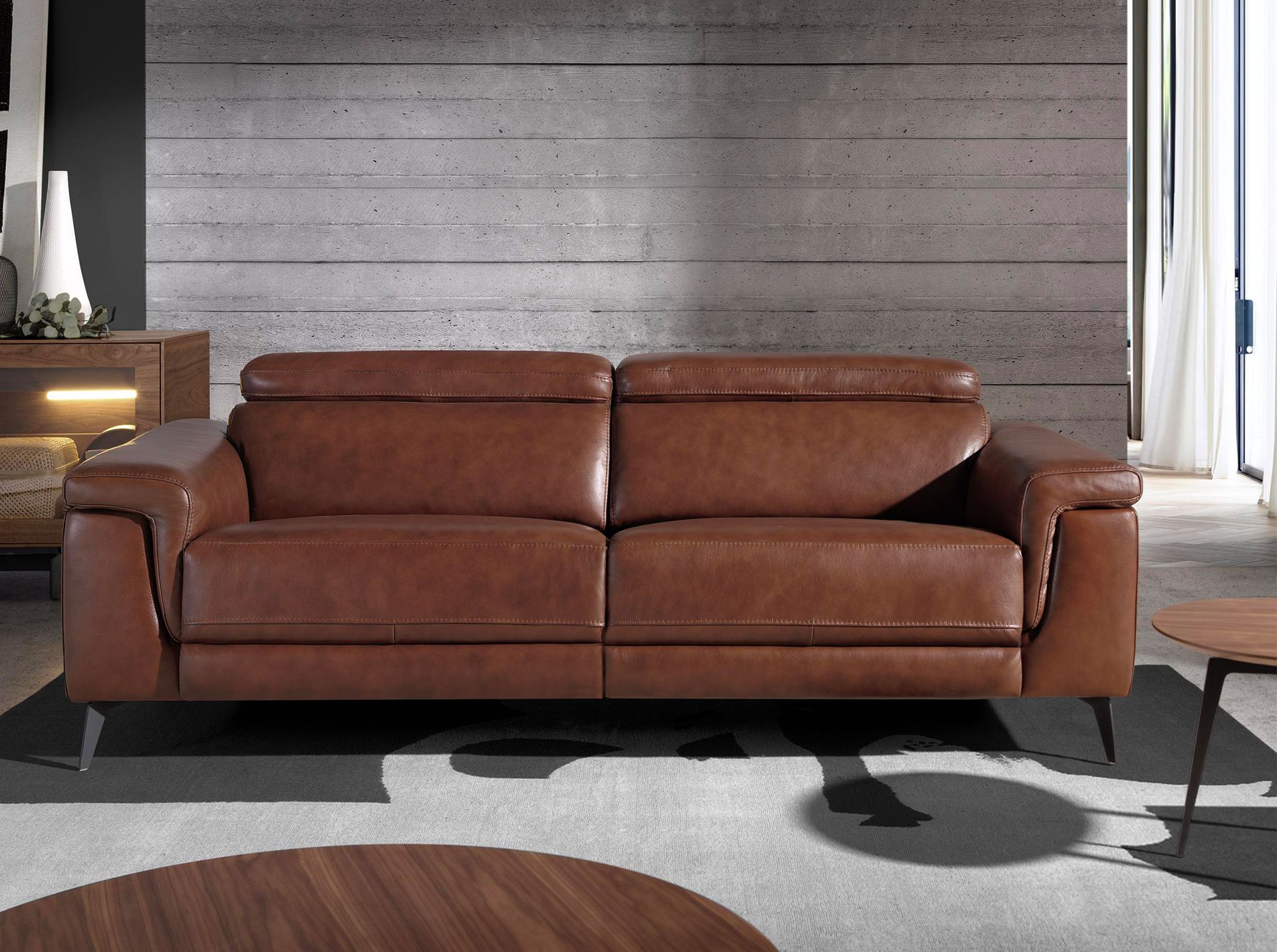 3 seater relaxation sofa in brown leather