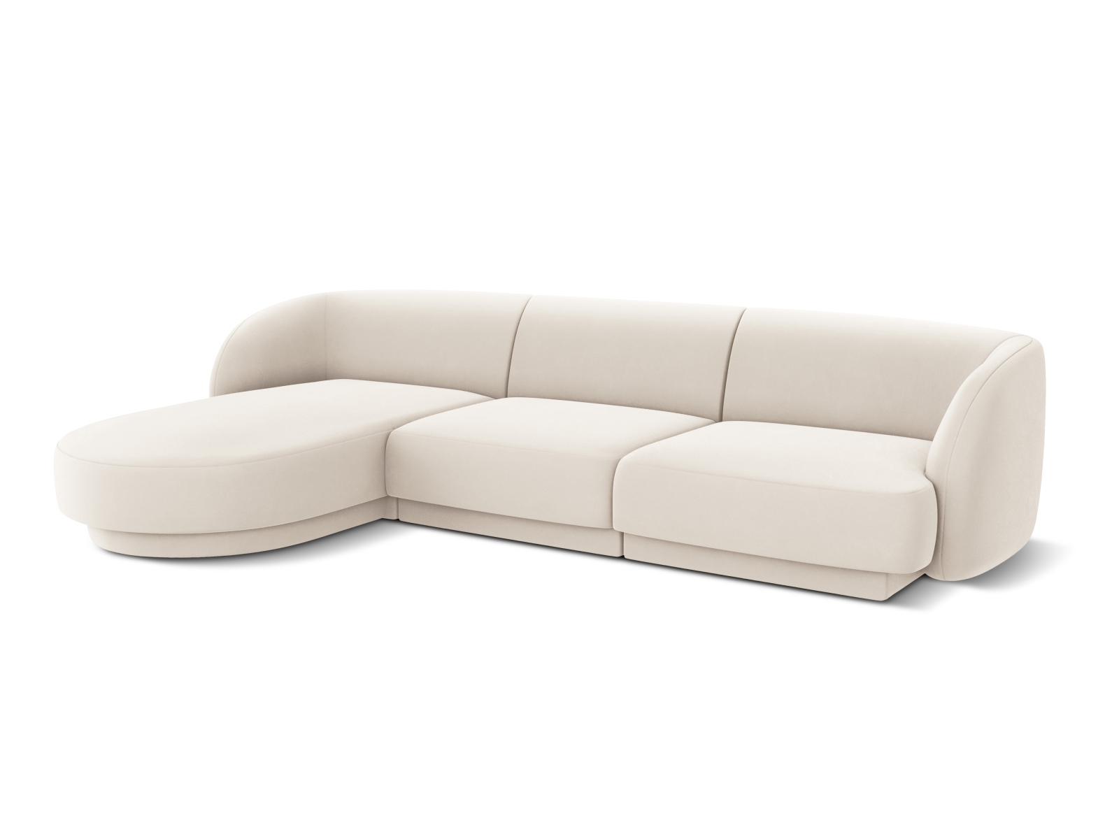 Velvet Left Corner Sofa, "Miley", 4 Seats, 255x156x70