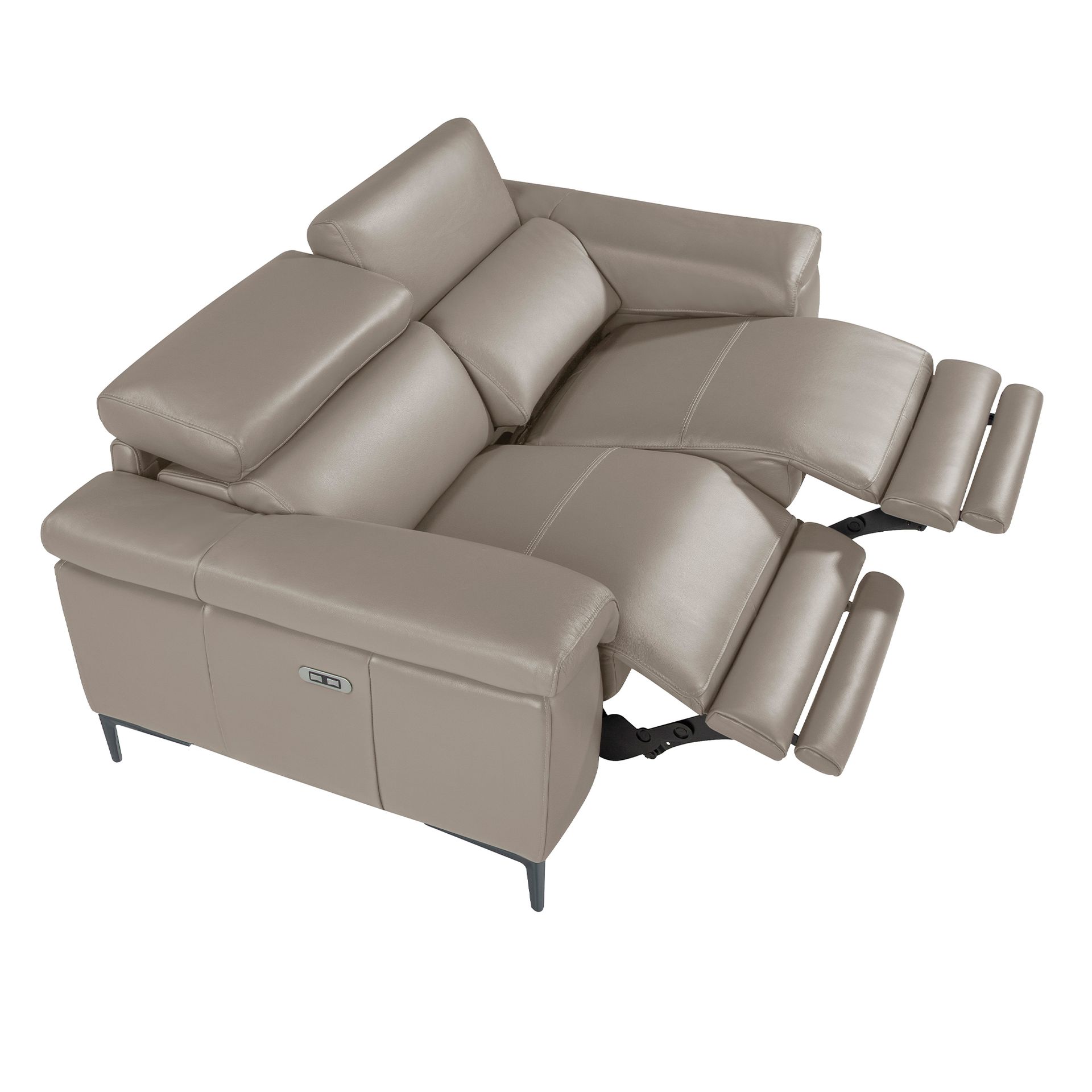 3 seater relaxation sofa in dark grey leather