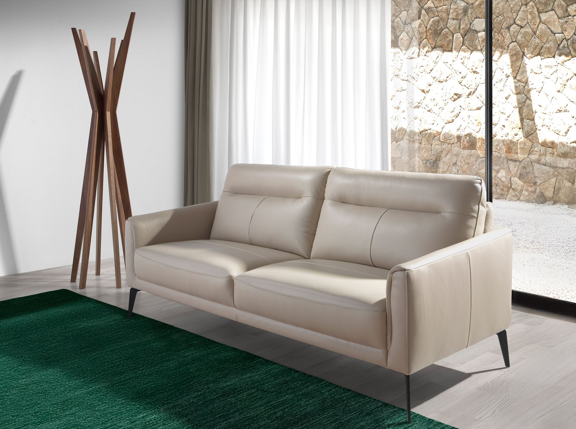 3 seater sofa in taupe grey leather