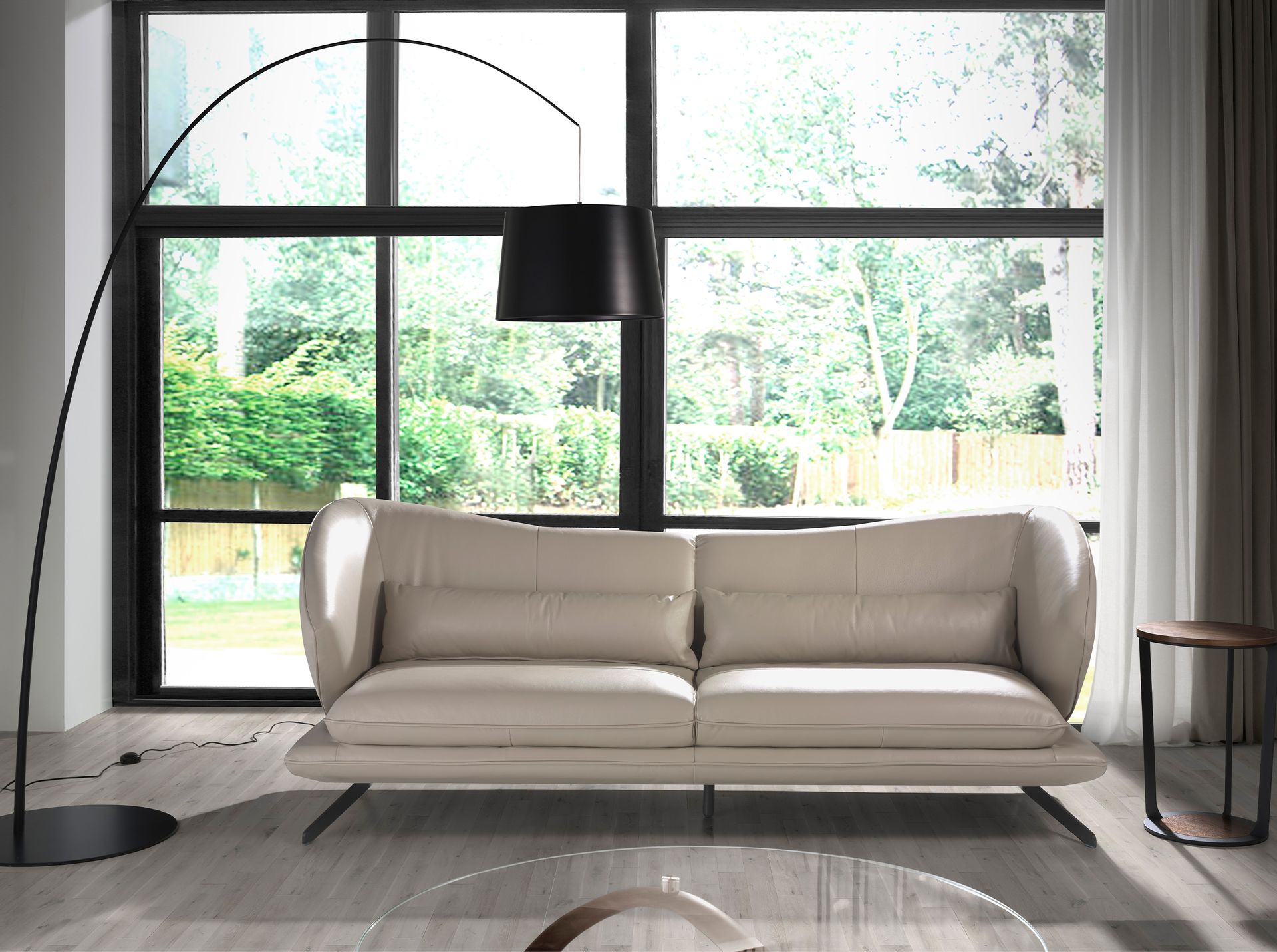 3 seater sofa in taupe grey leather