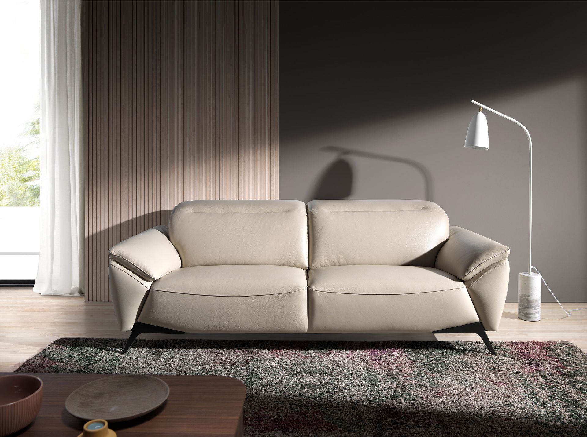 3 seater sofa in taupe leather