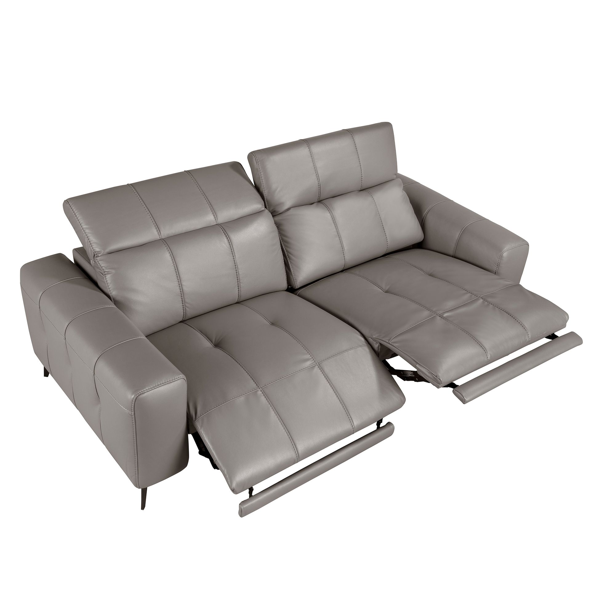 3-seat relaxation sofa in grey leather