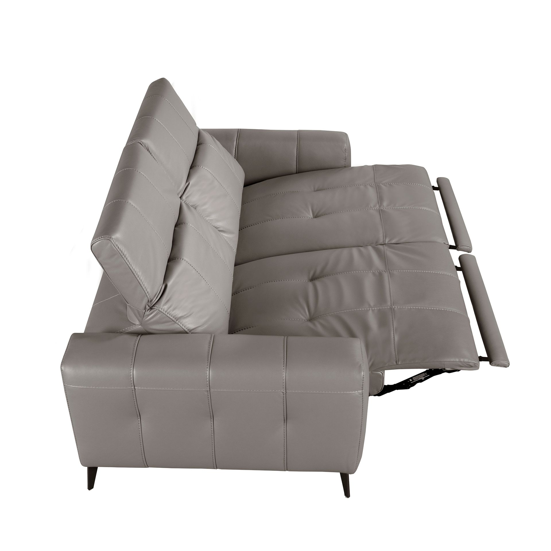 3-seat relaxation sofa in grey leather