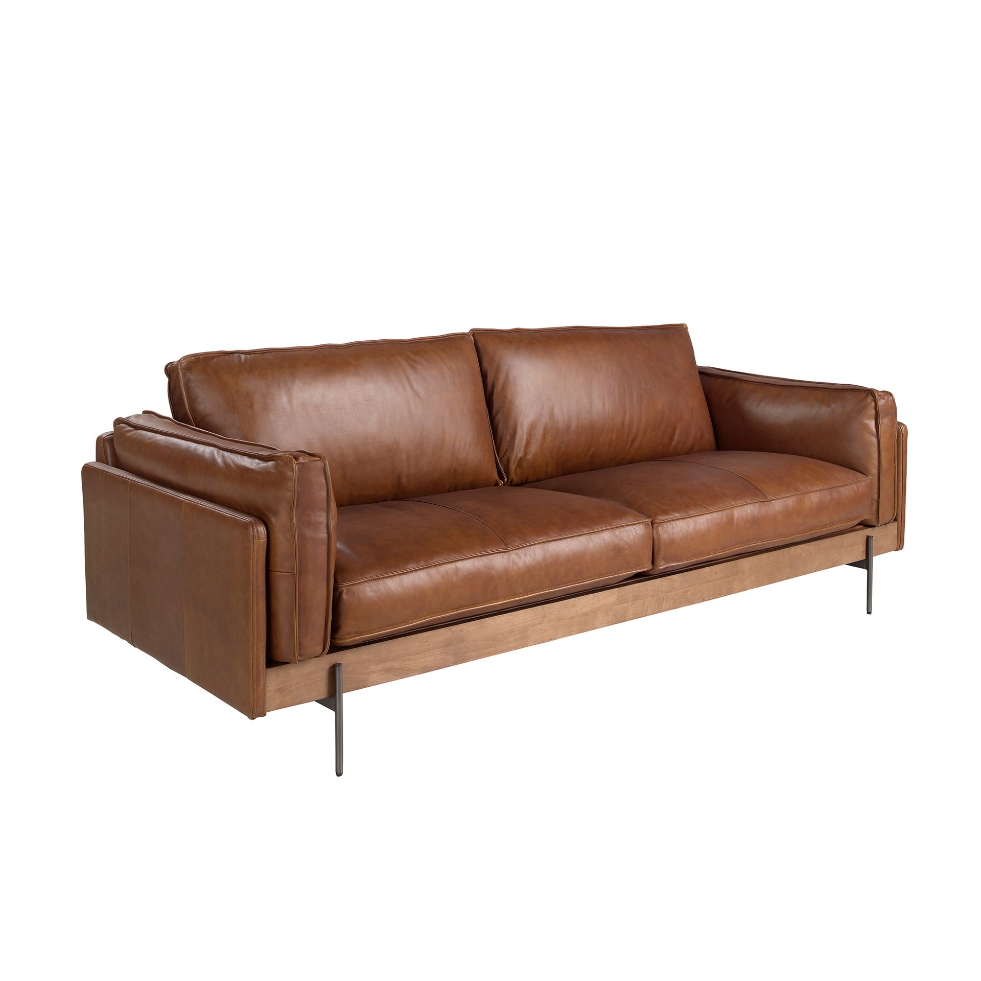 3-seat sofa in tobacco brown leather