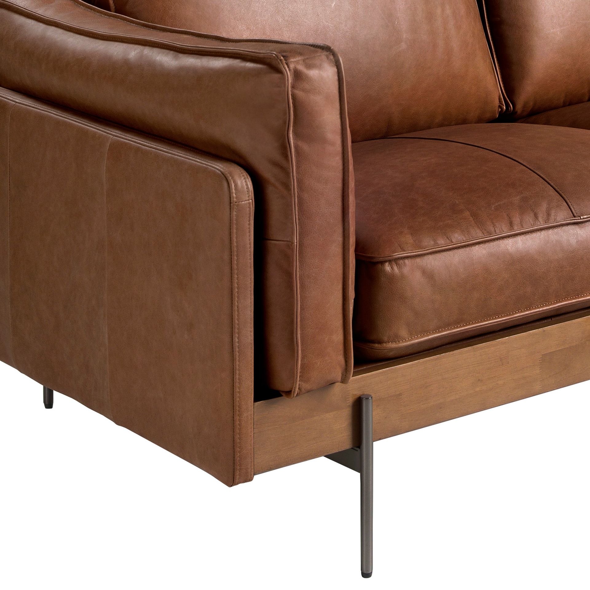 3-seat sofa in tobacco brown leather