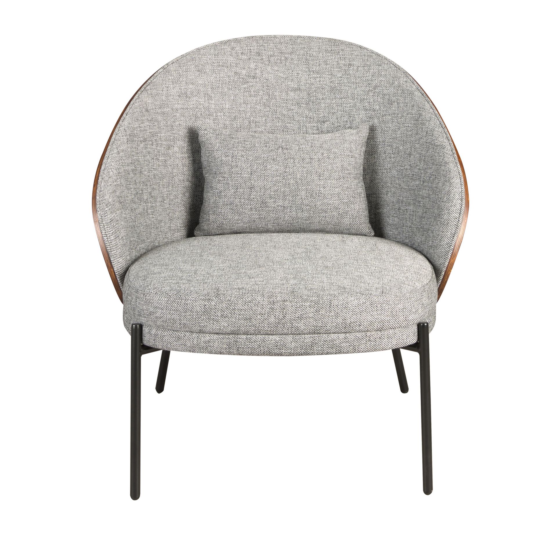 Armchair in grey and walnut fabric