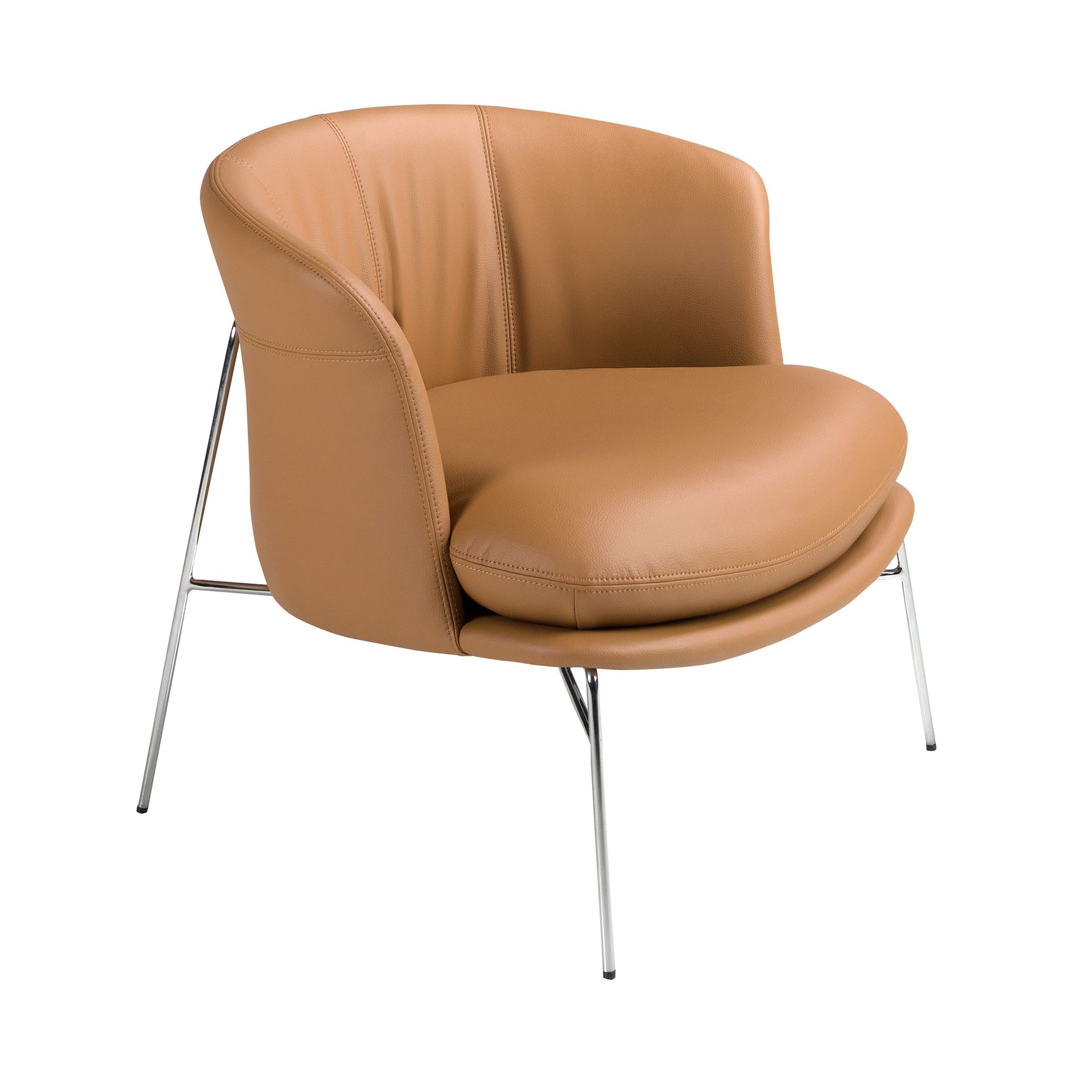 Armchair upholstered in brown leatherette