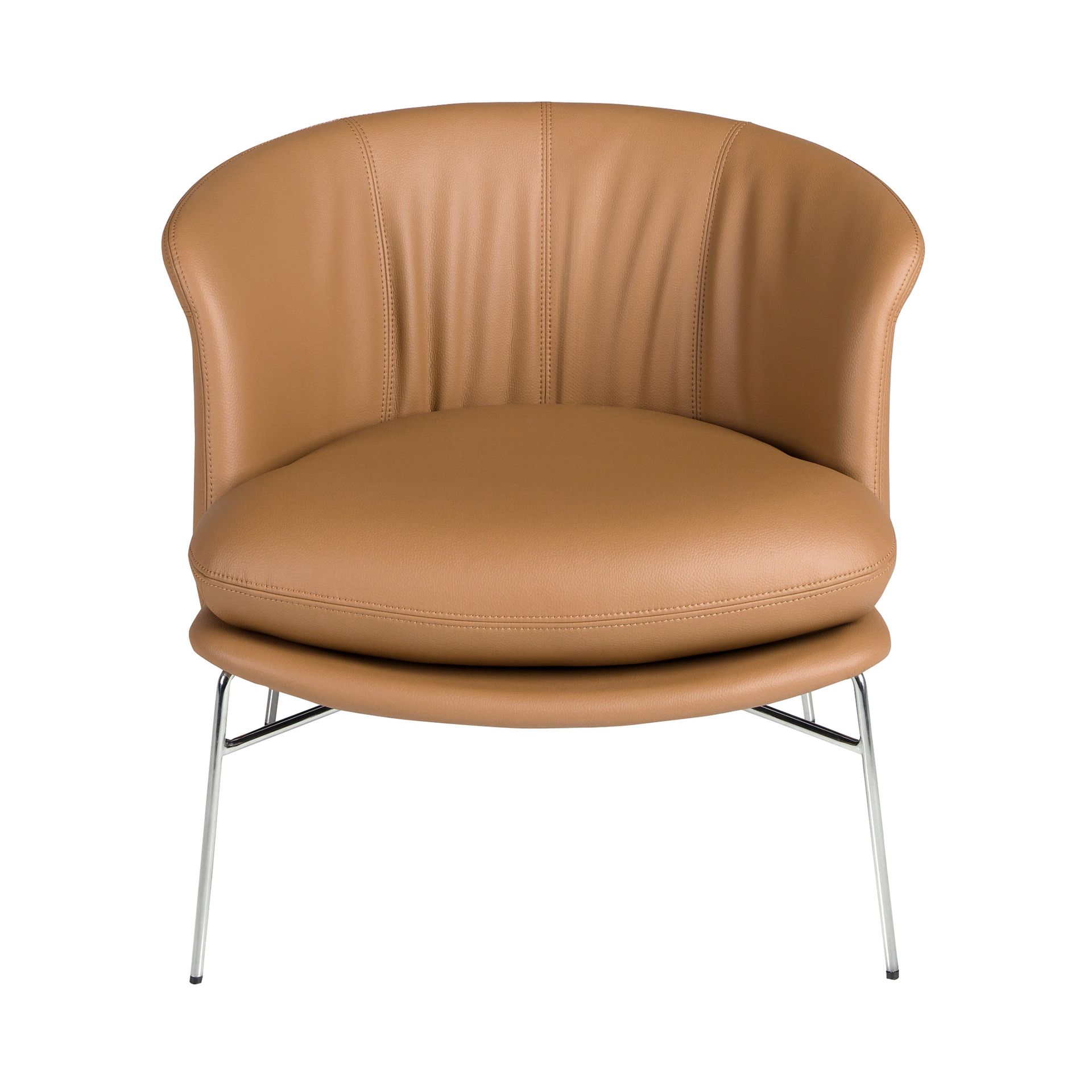 Armchair upholstered in brown leatherette