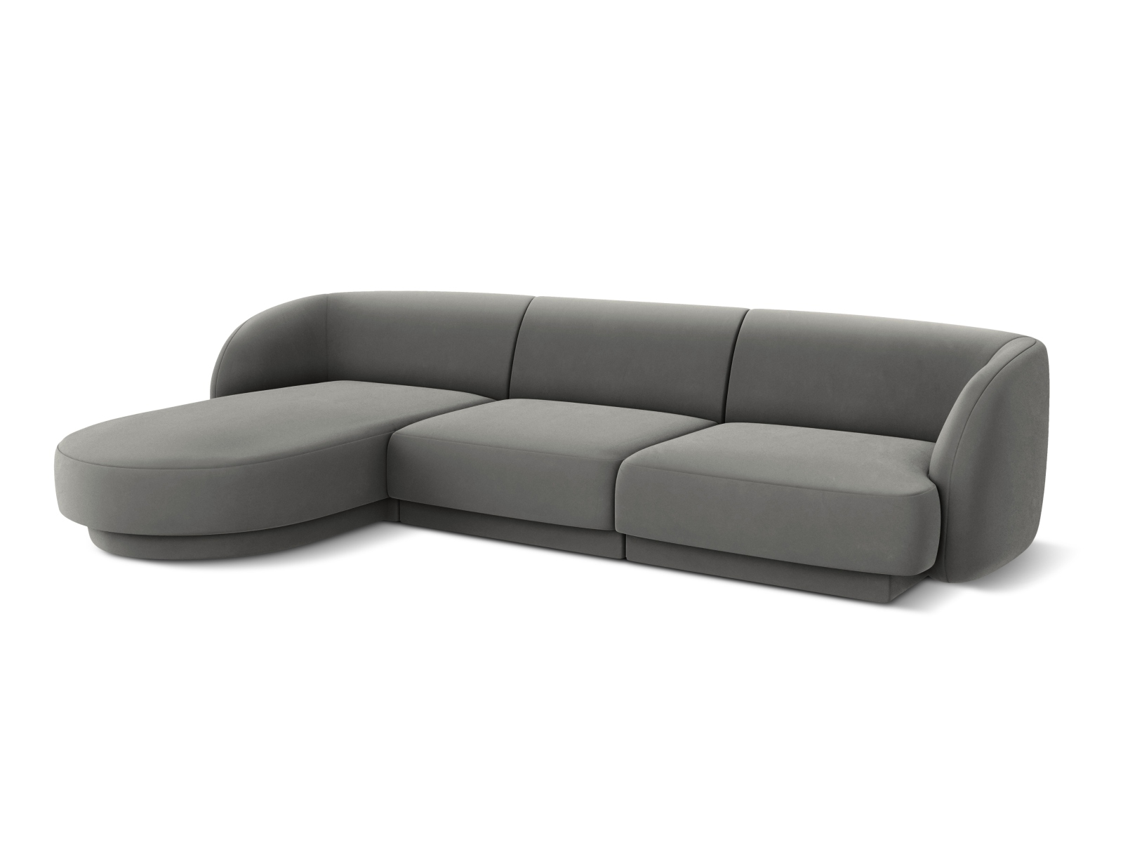 Velvet Left Corner Sofa, "Miley", 4 Seats, 255x156x70