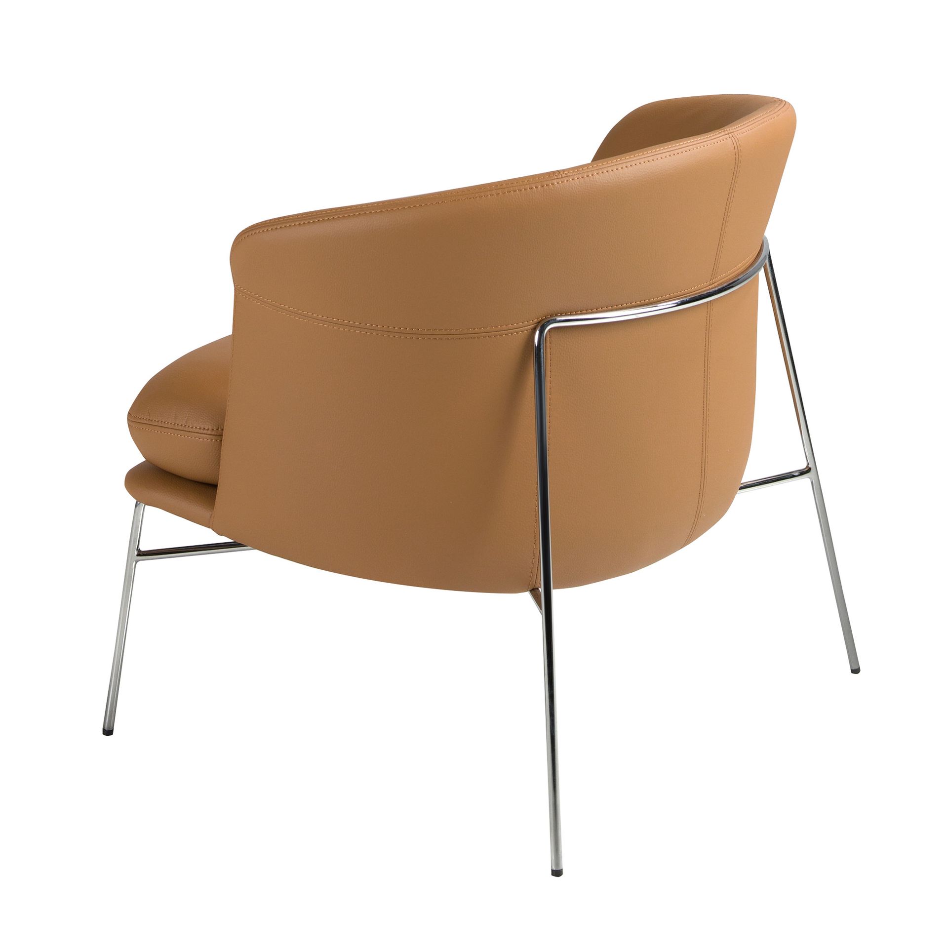 Armchair upholstered in brown leatherette