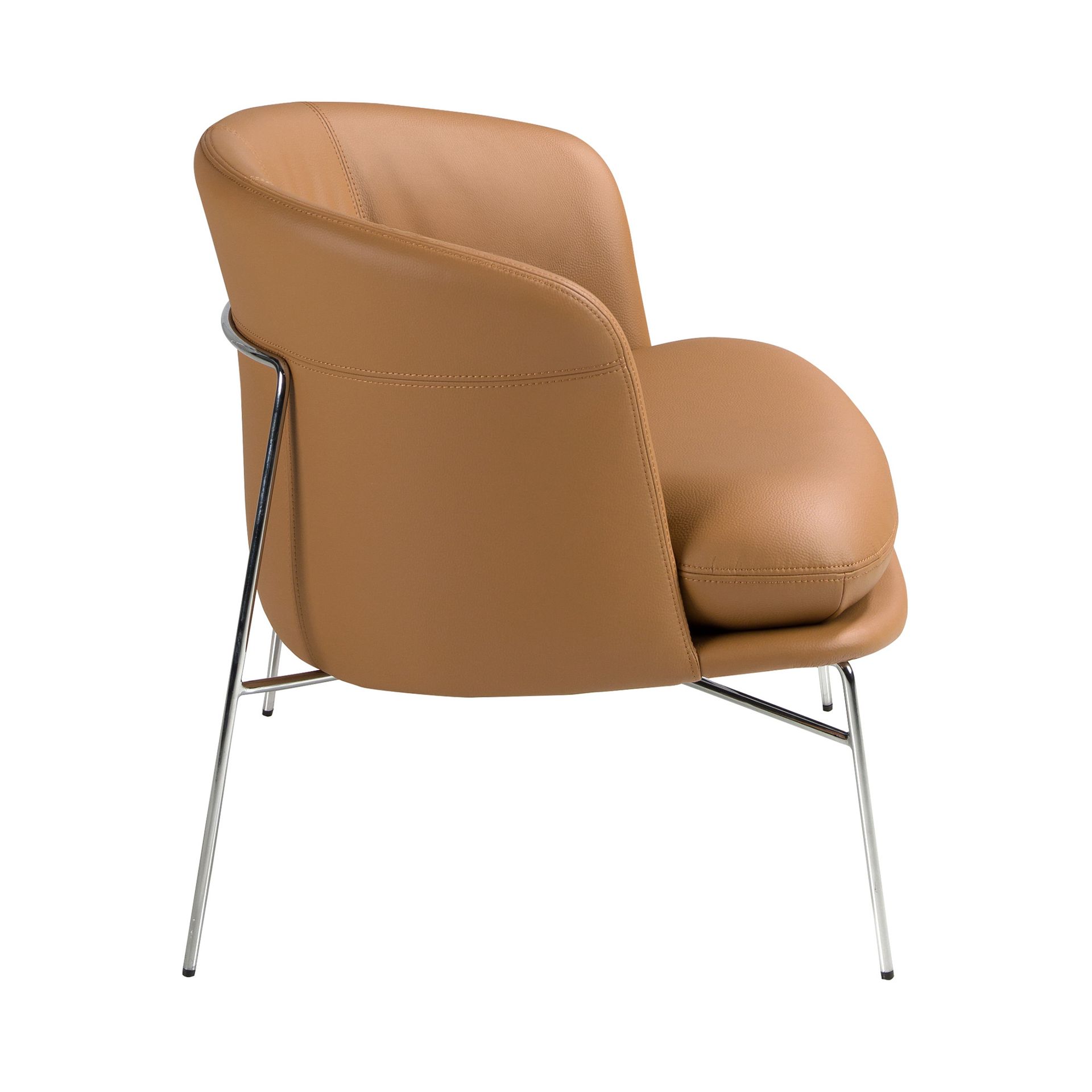 Armchair upholstered in brown leatherette