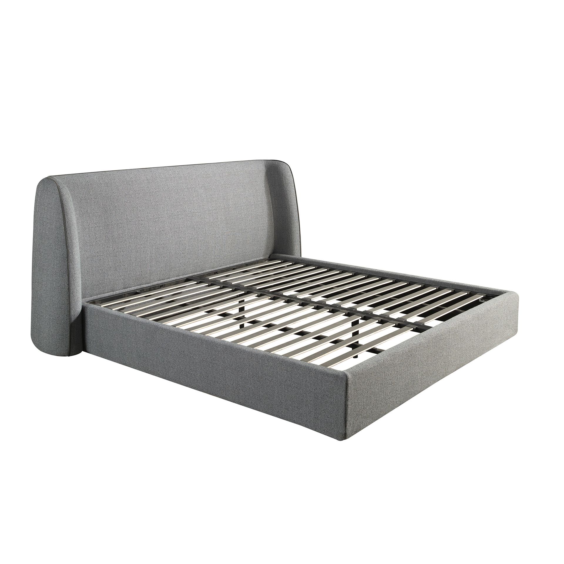 Bed in dark grey fabric