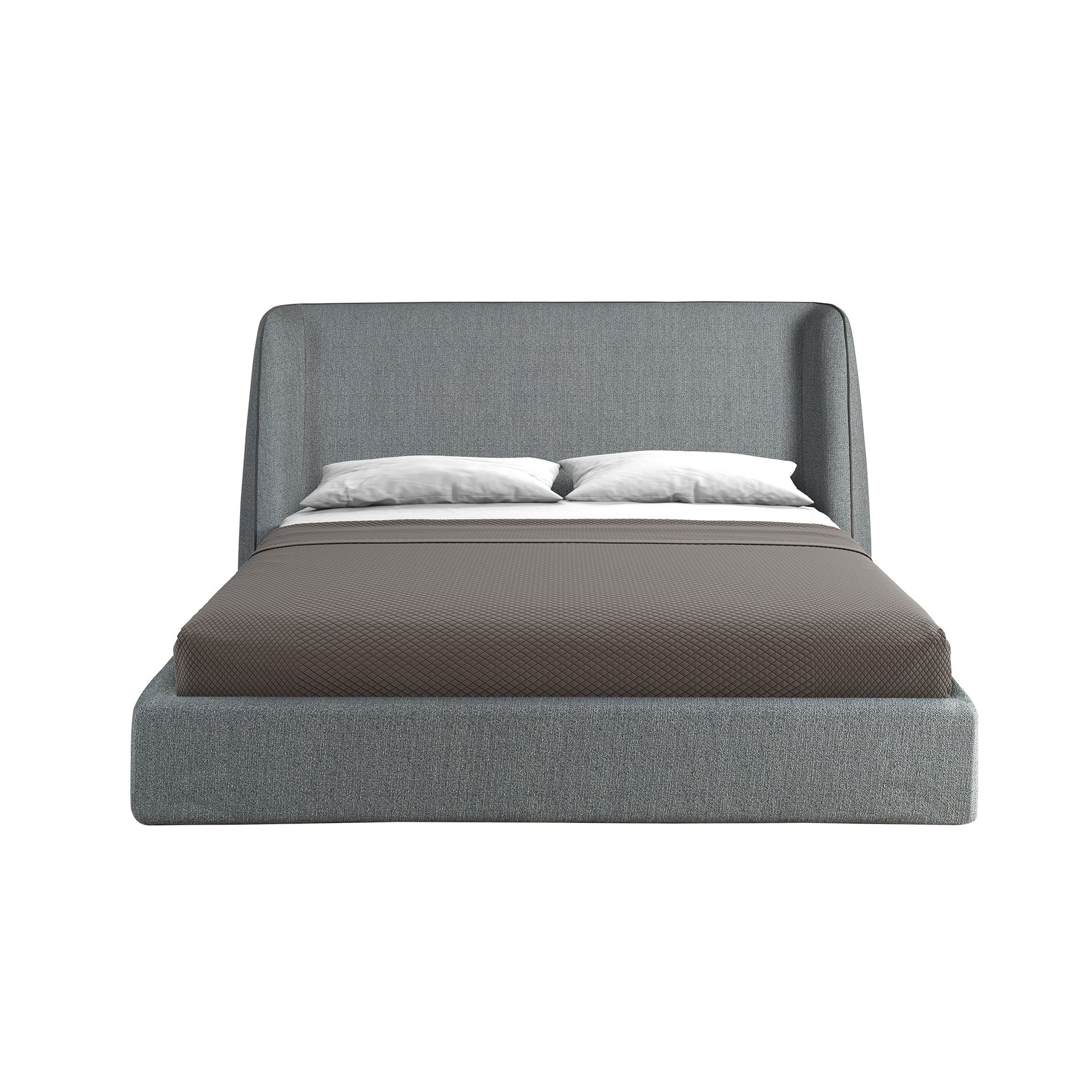 Bed in dark grey fabric