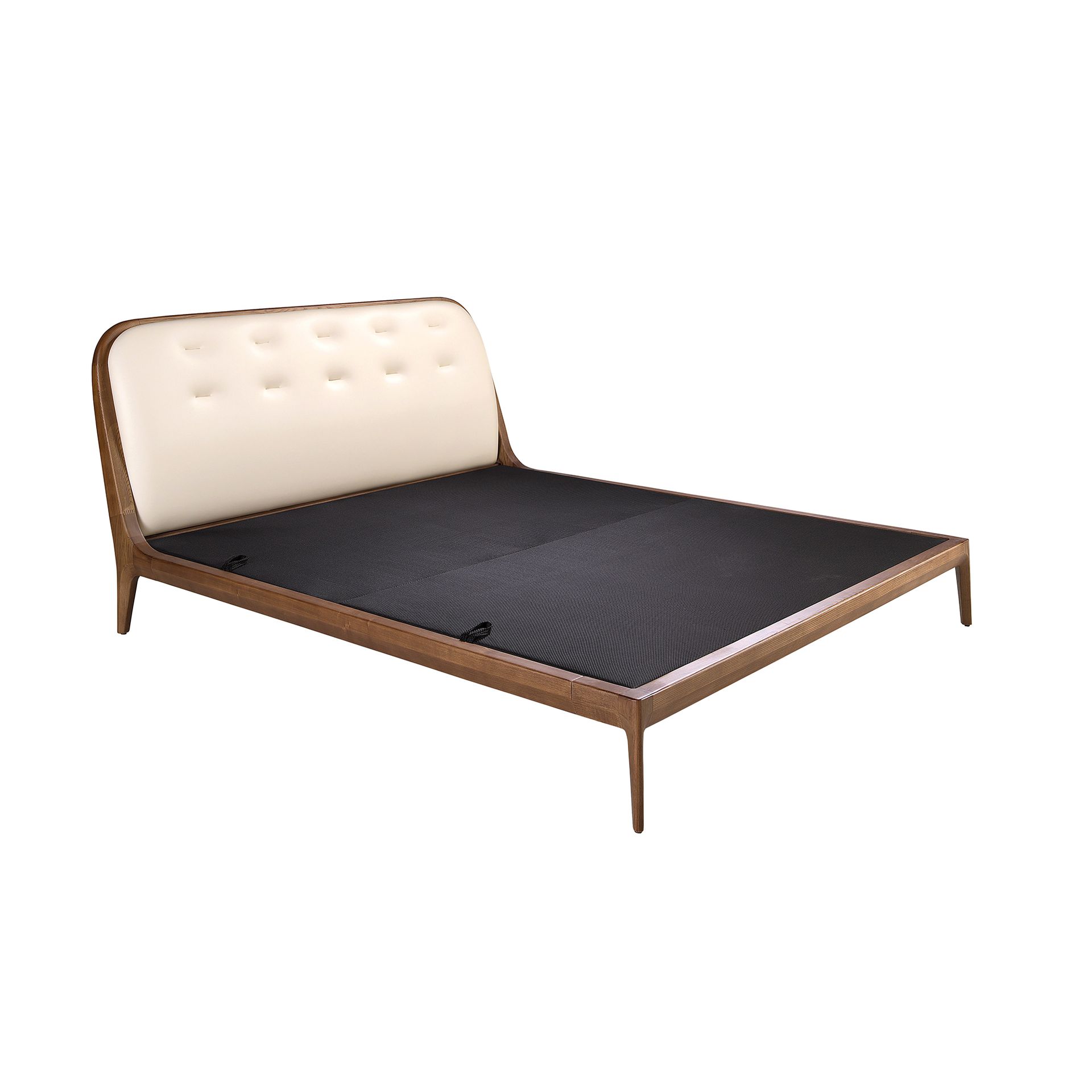 Bed in sand-coloured leatherette