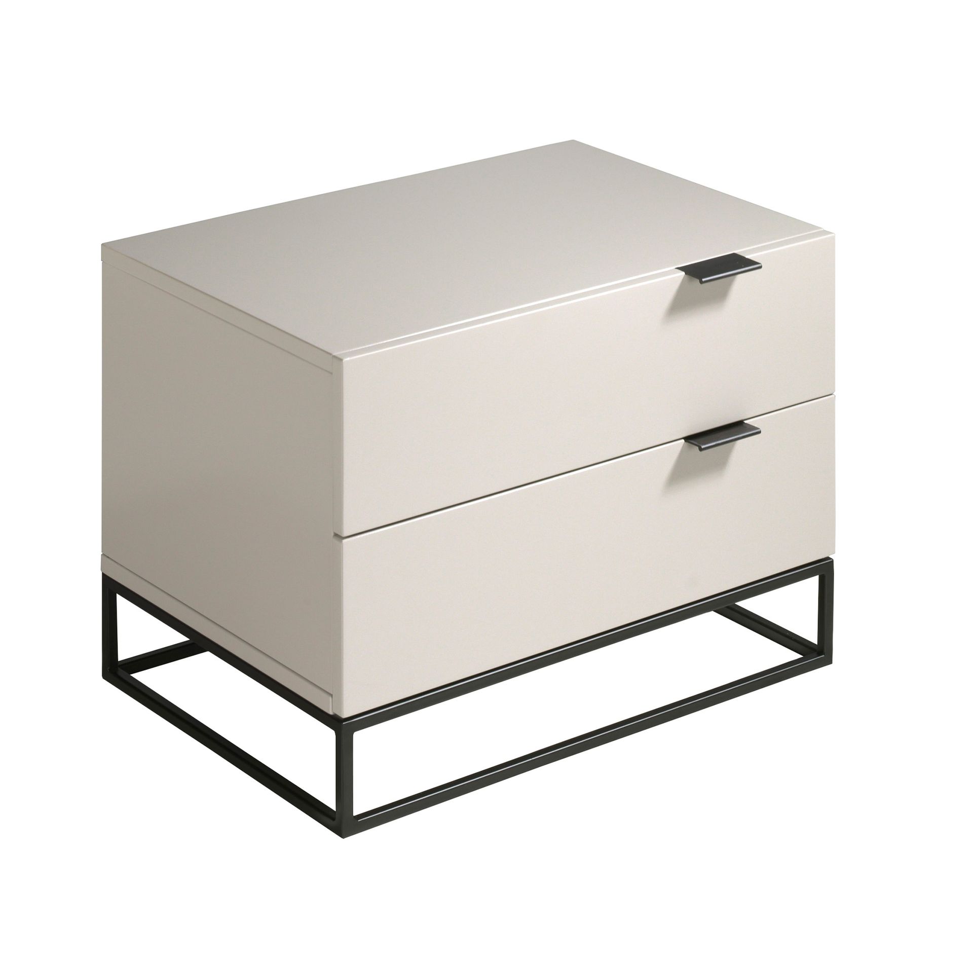 Bedside table in grey wood and black steel