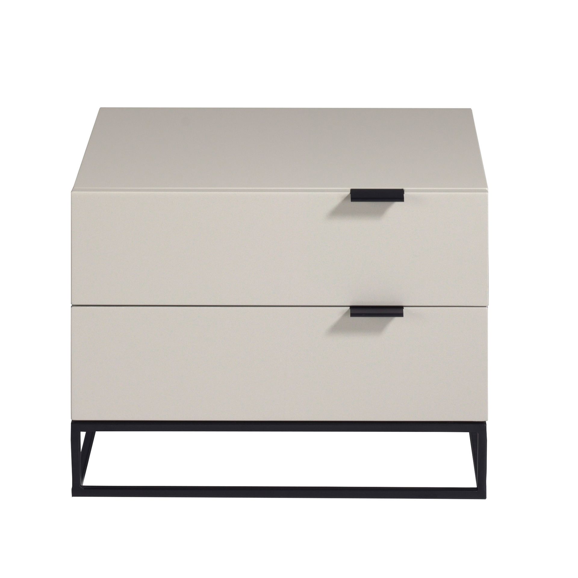 Bedside table in grey wood and black steel