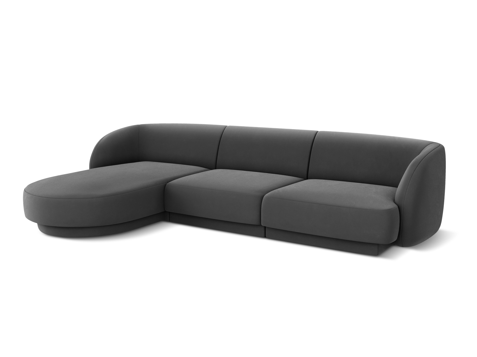 Velvet Left Corner Sofa, "Miley", 4 Seats, 255x156x70