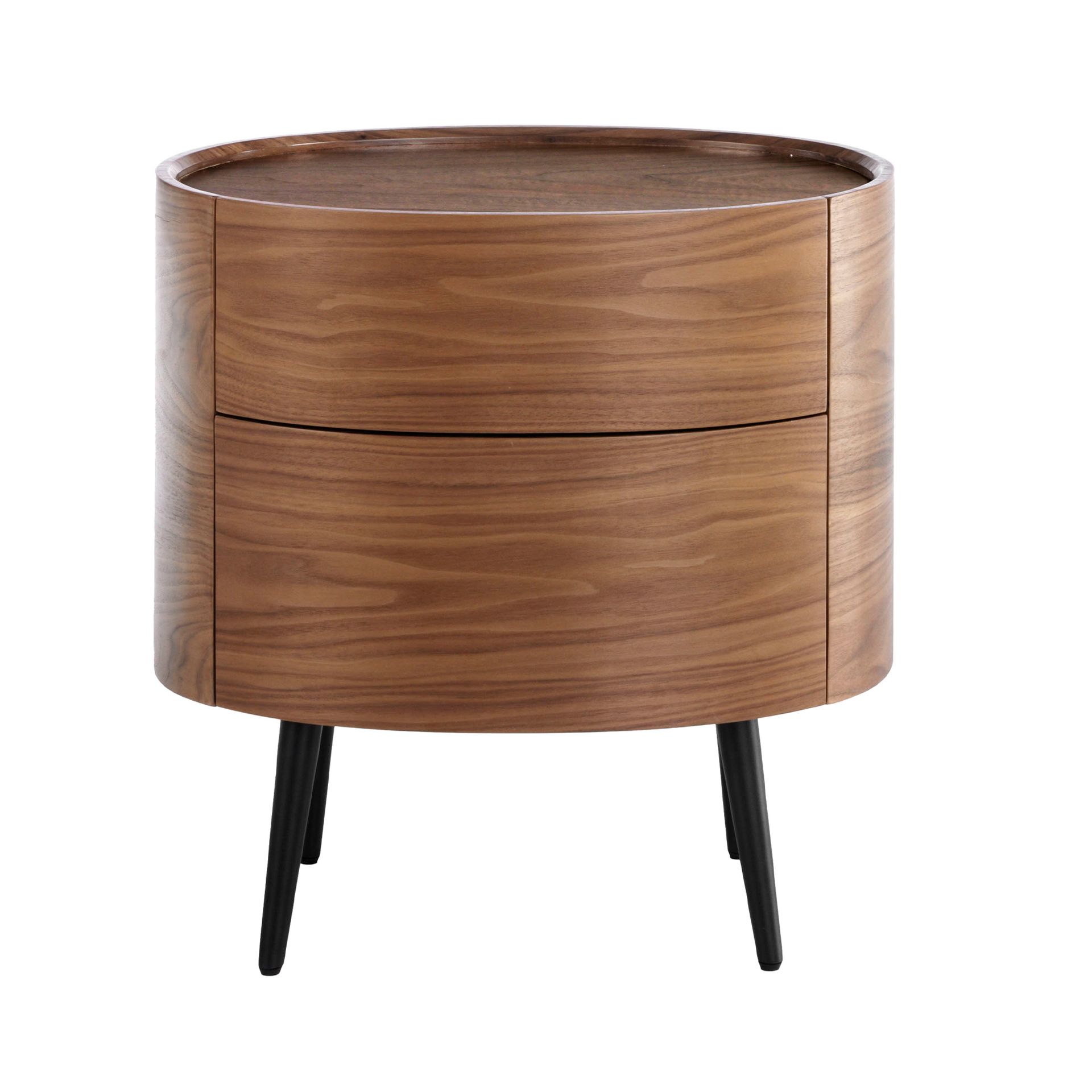 Bedside table walnut and black steel