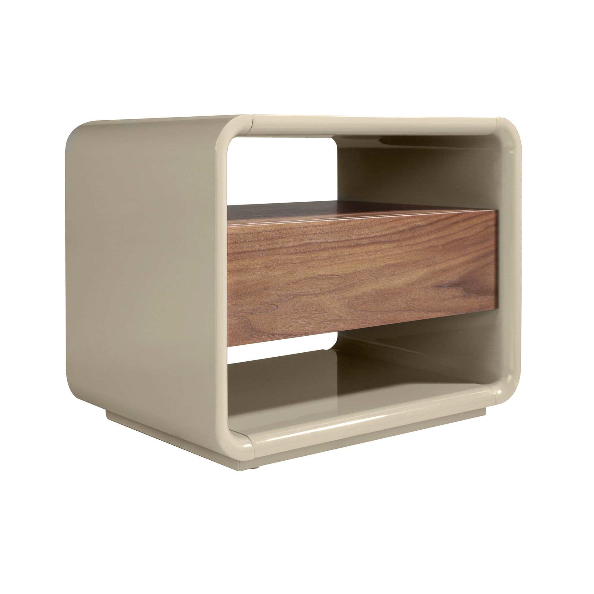 Bedside table walnut and grey wood