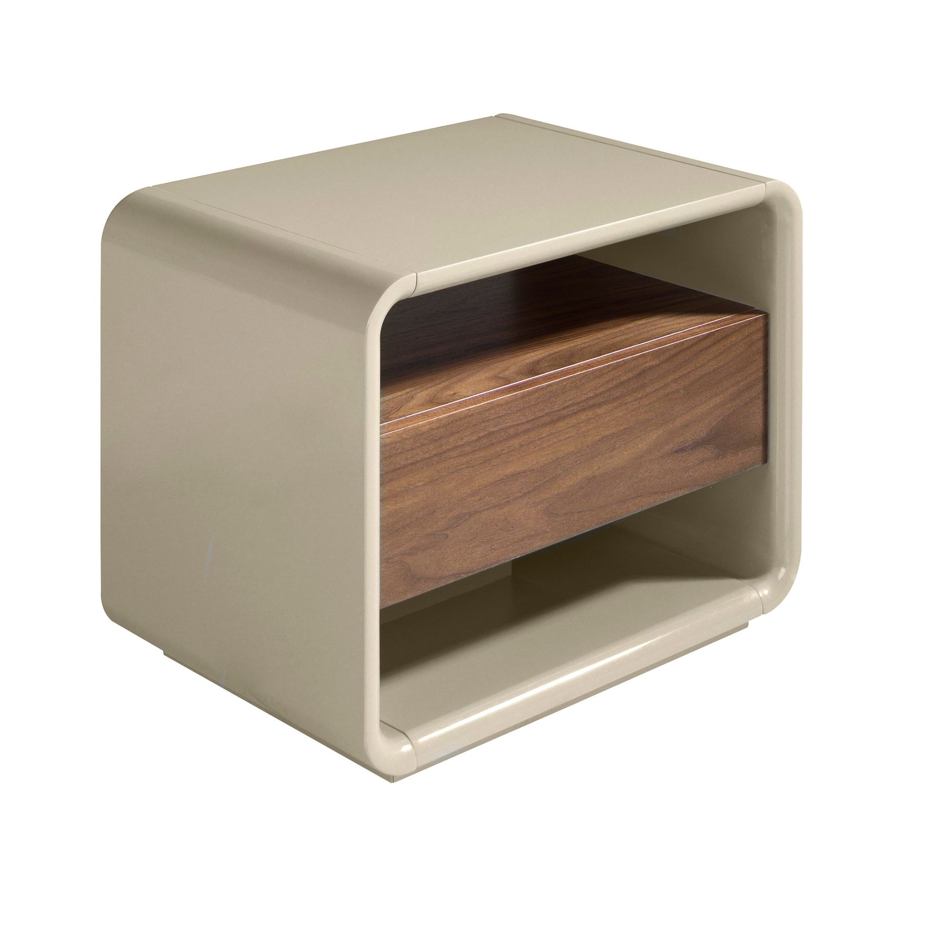 Bedside table walnut and grey wood