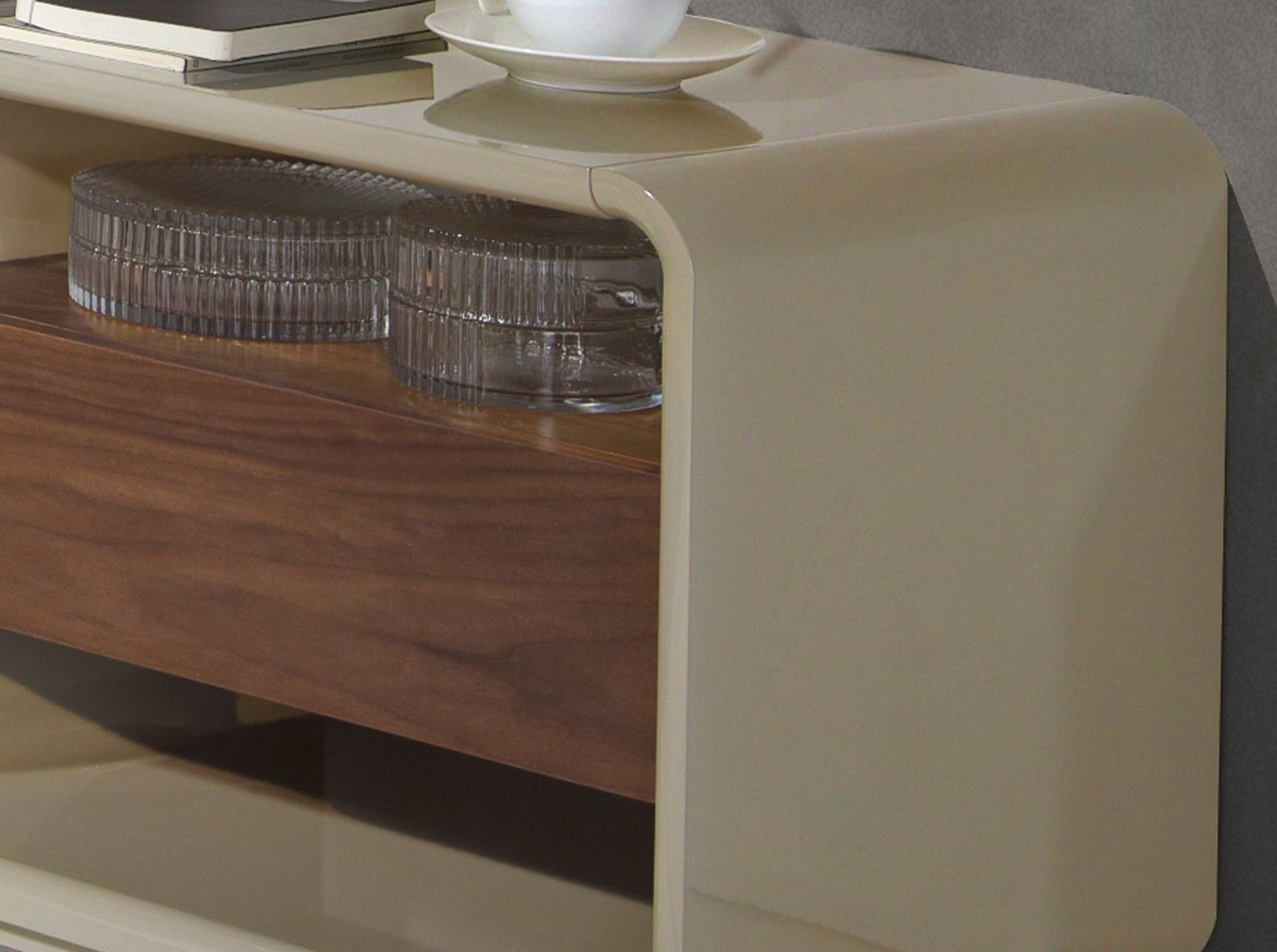 Bedside table walnut and grey wood