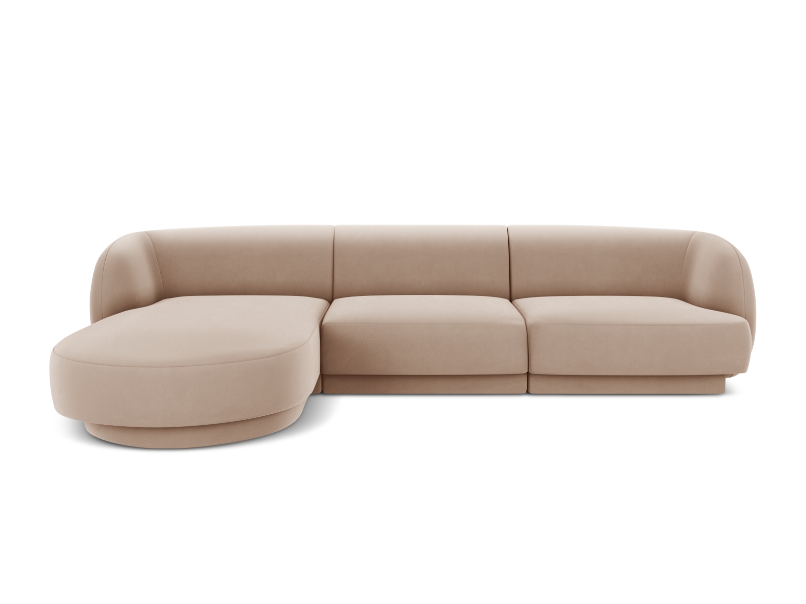 Velvet Left Corner Sofa, "Miley", 4 Seats, 255x156x70