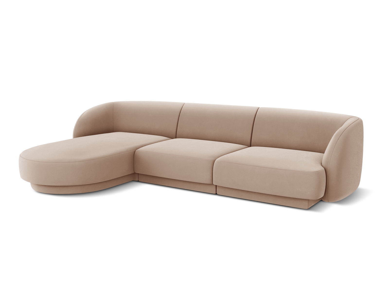 Velvet Left Corner Sofa, "Miley", 4 Seats, 255x156x70