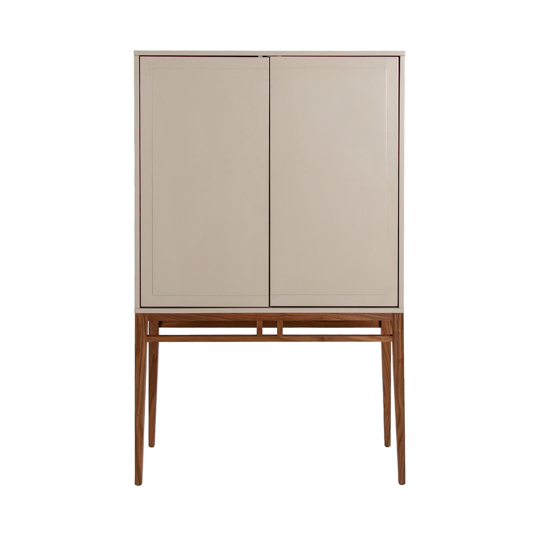 Beige and walnut high sideboard