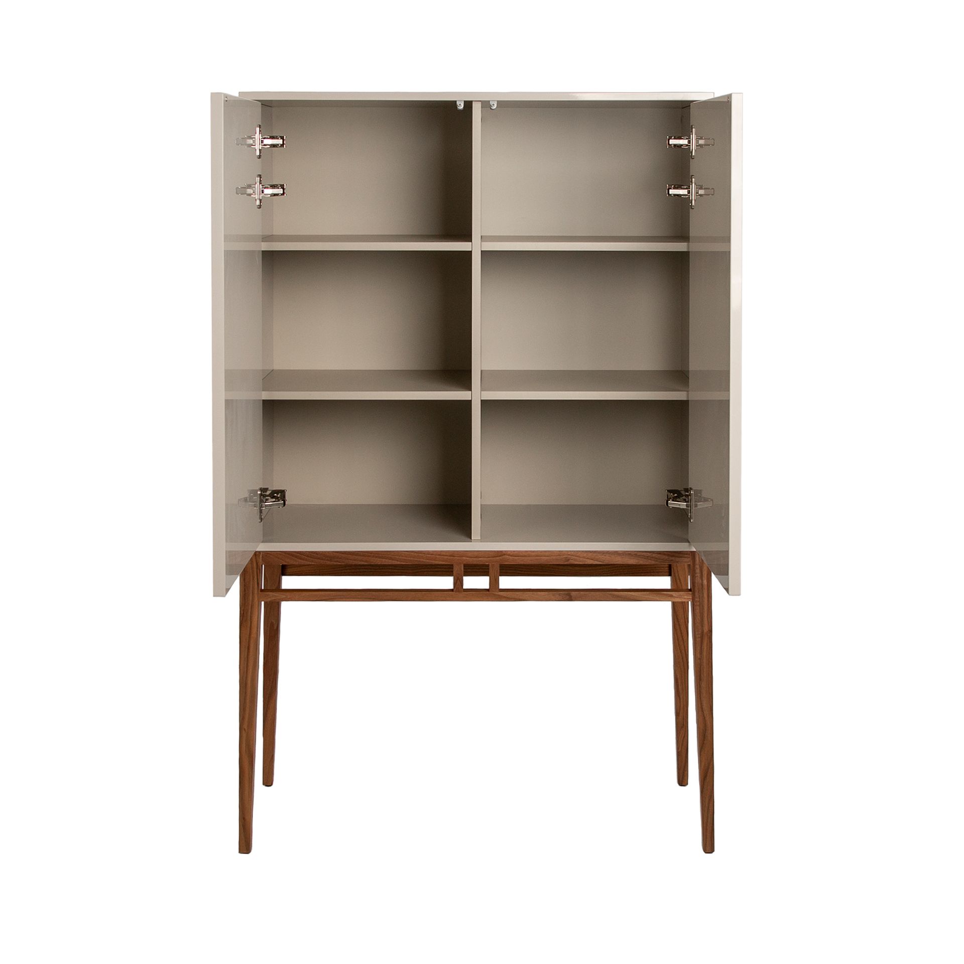 Beige and walnut high sideboard