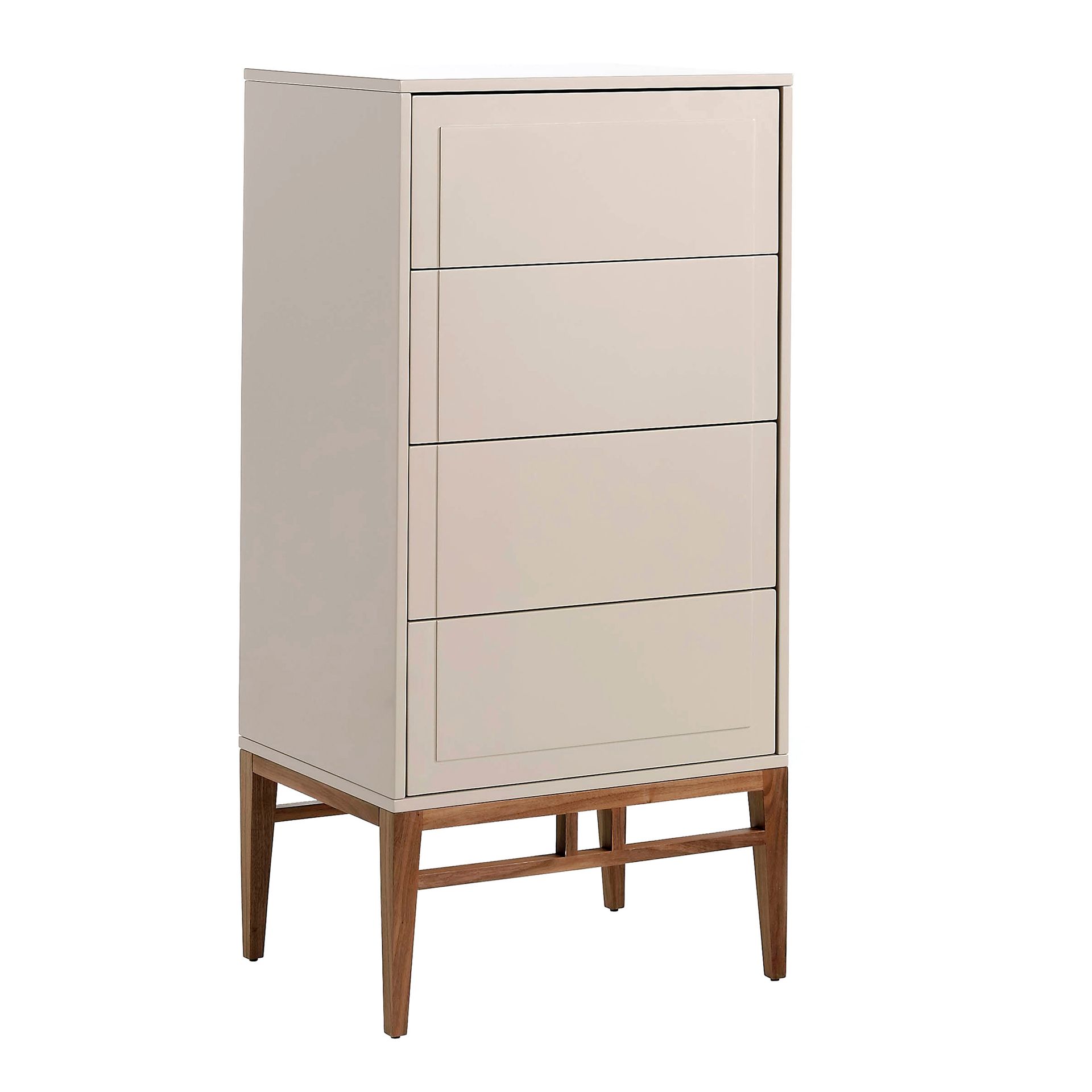 Beige and walnut wood chiffonier