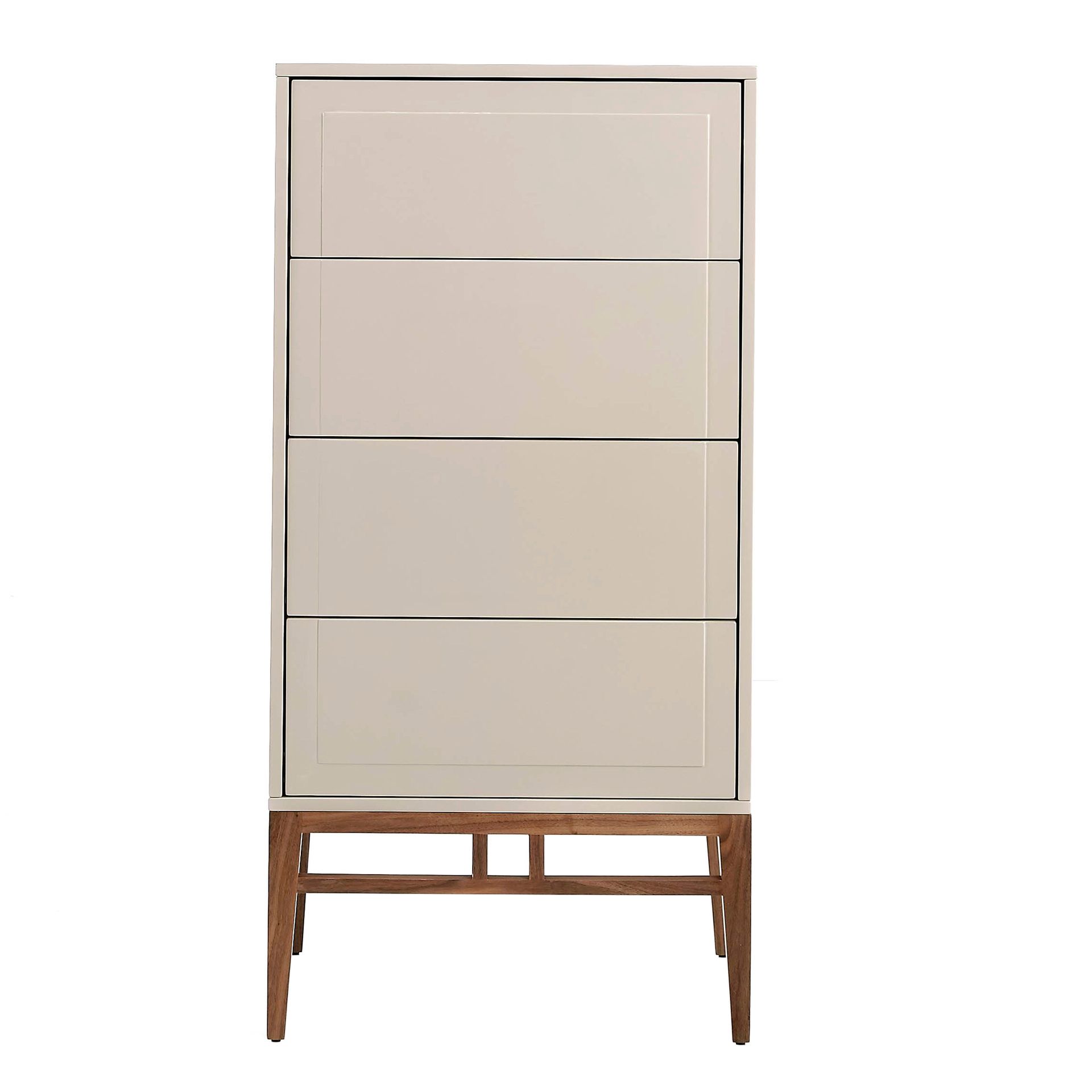 Beige and walnut wood chiffonier