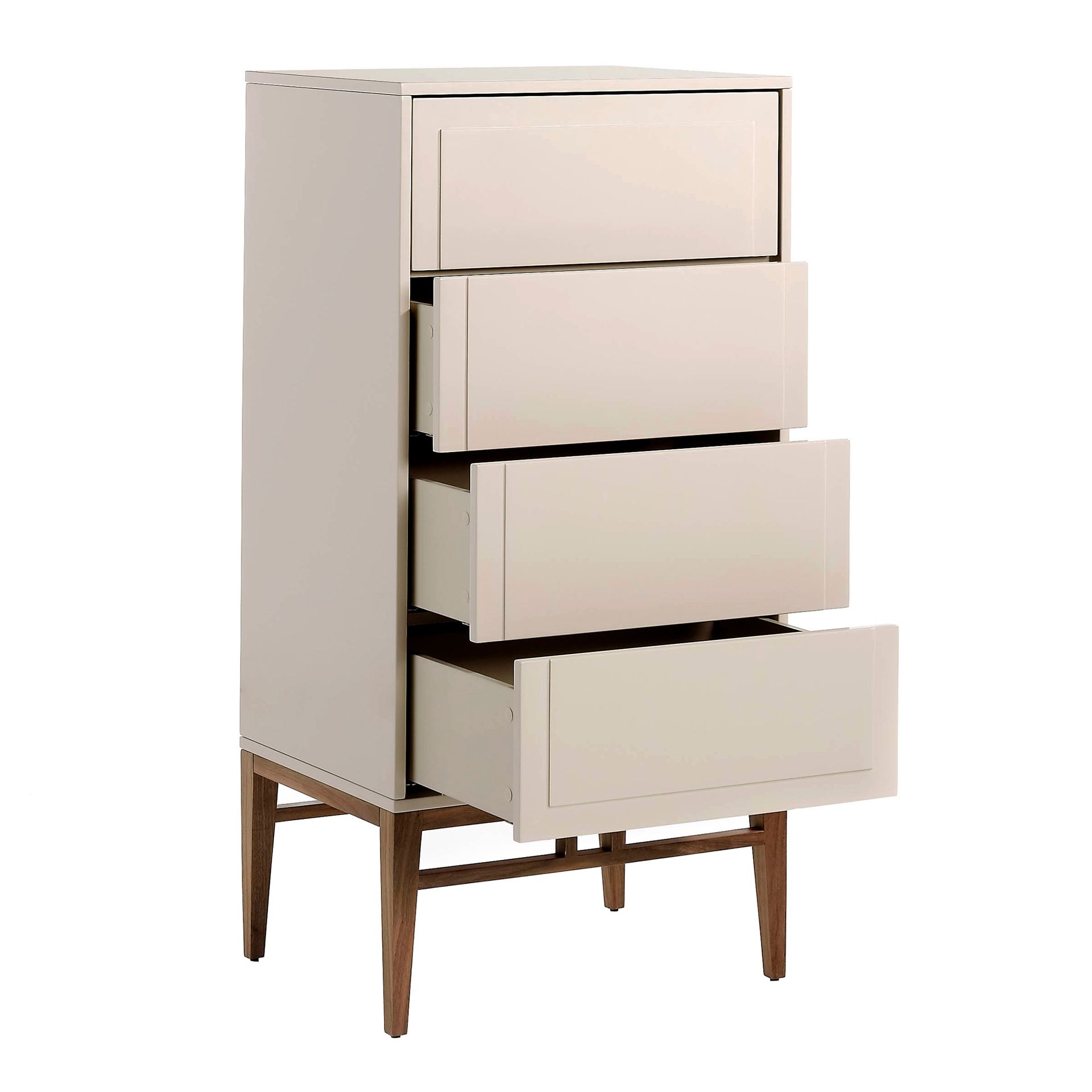 Beige and walnut wood chiffonier