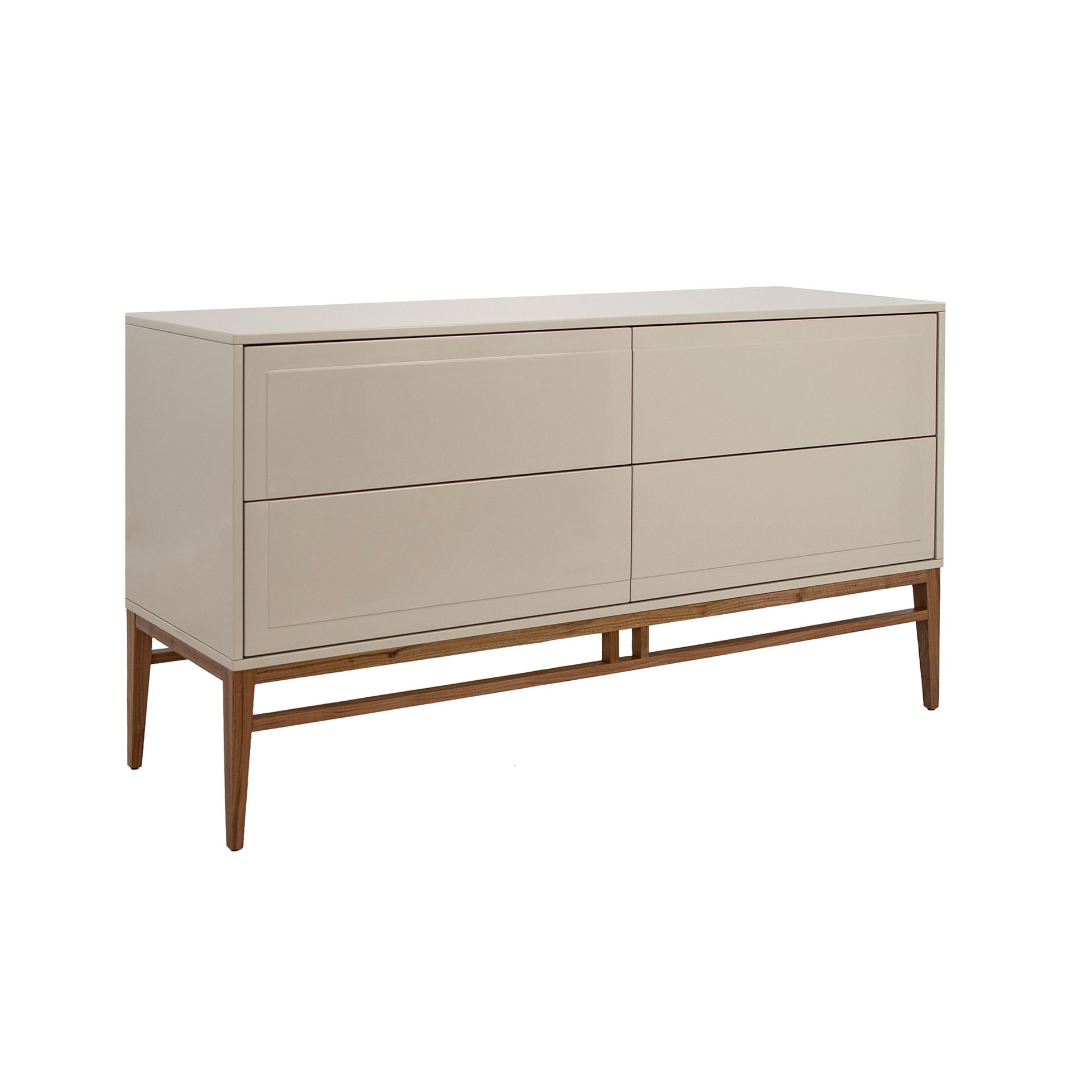 Beige and walnut wood sideboard