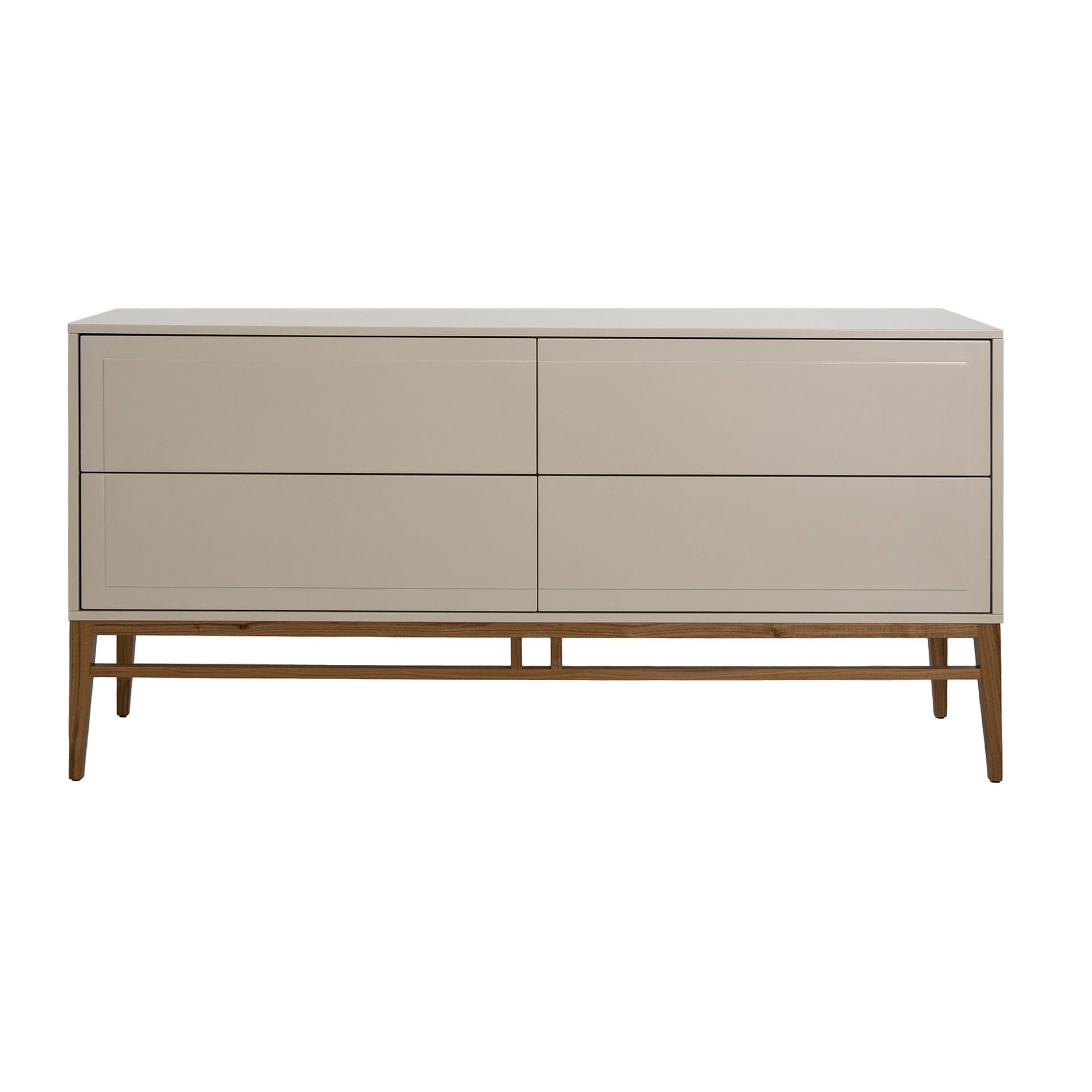 Beige and walnut wood sideboard