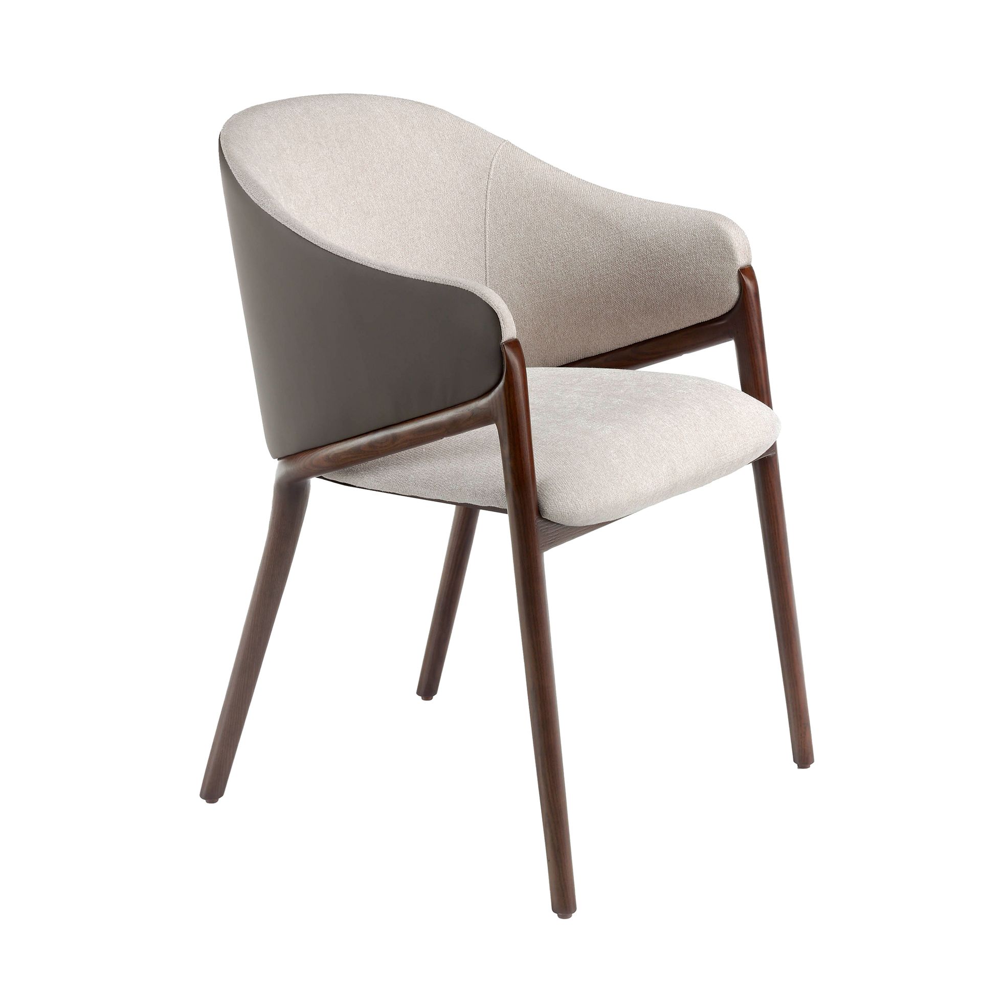 Beige fabric and dark mink leatherette chair