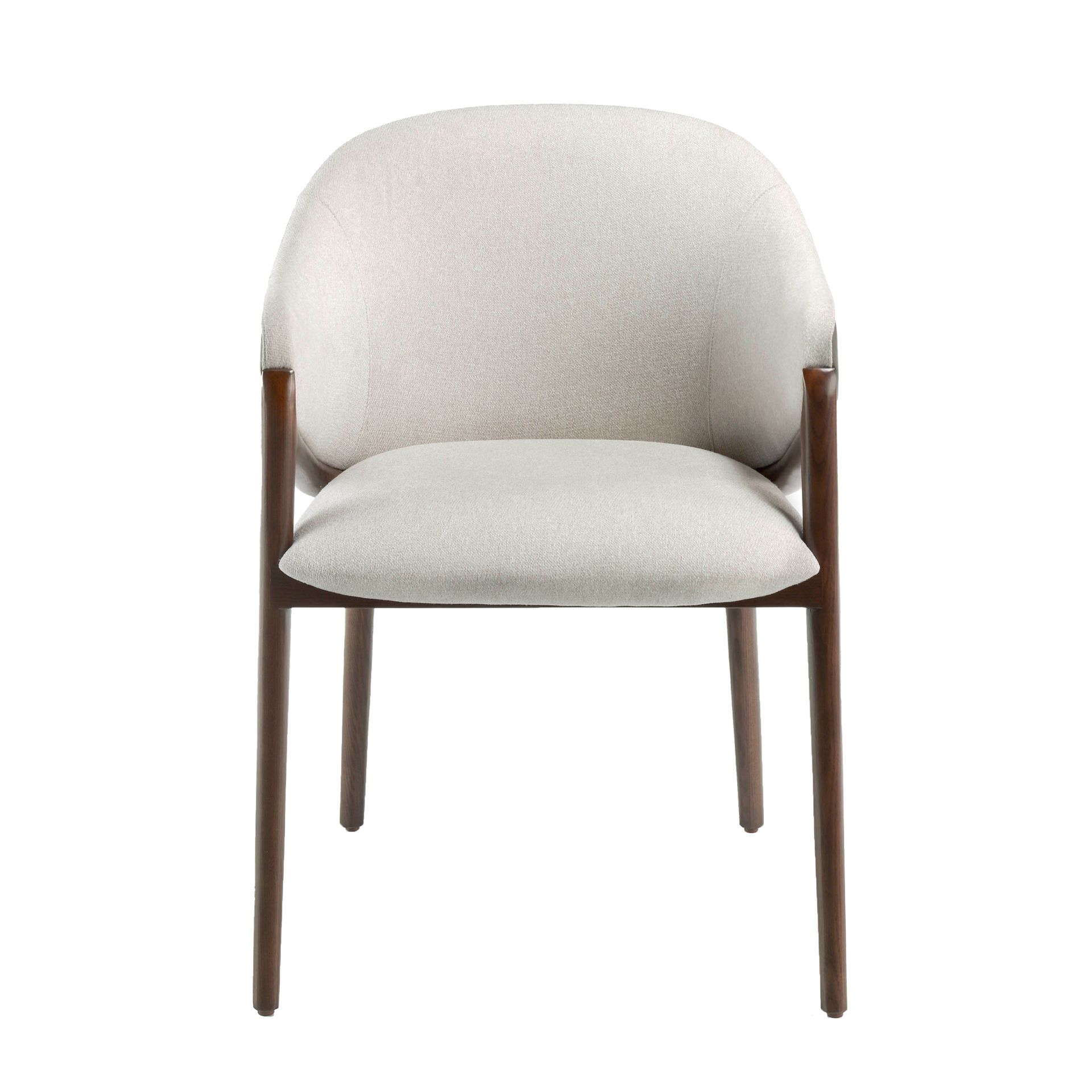 Beige fabric and dark mink leatherette chair