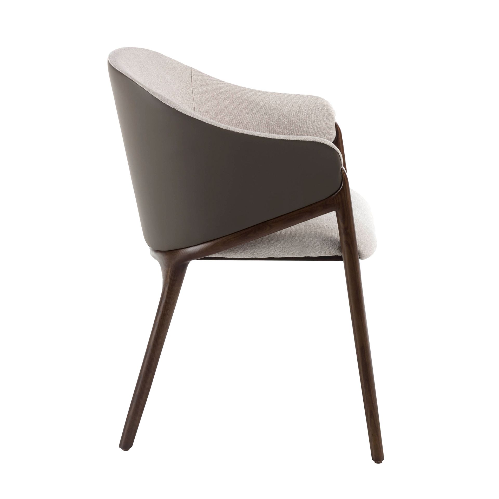 Beige fabric and dark mink leatherette chair