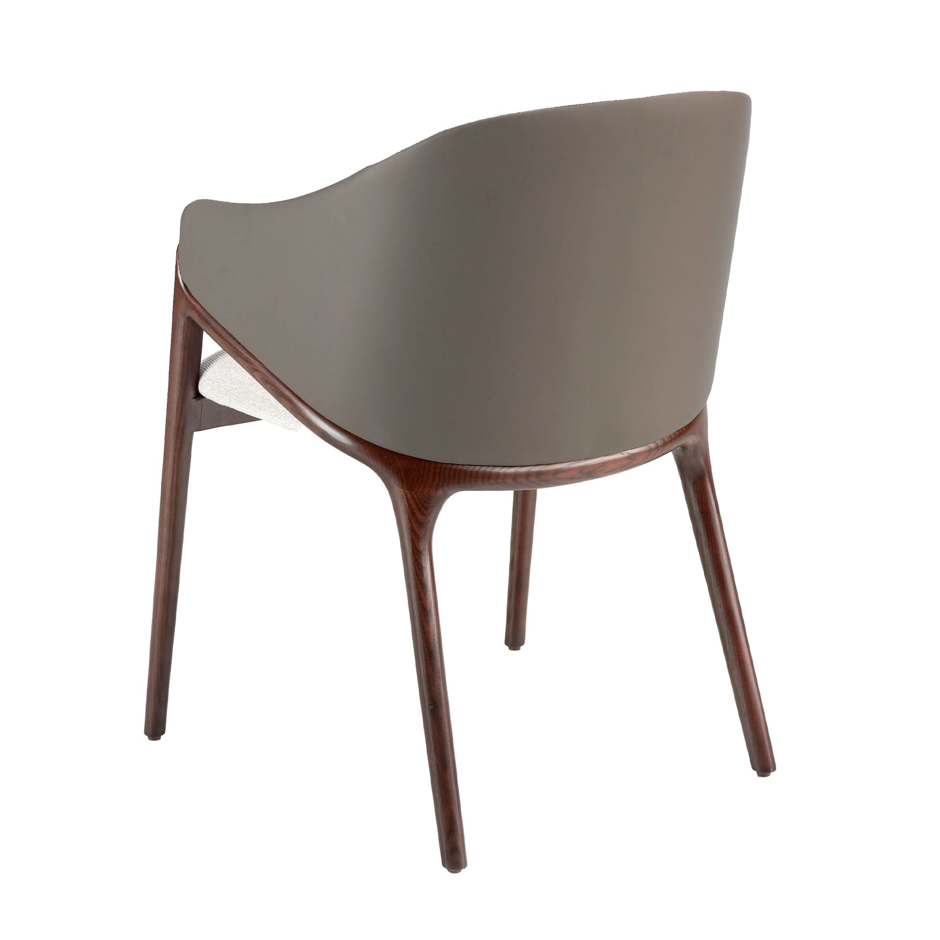 Beige fabric and dark mink leatherette chair